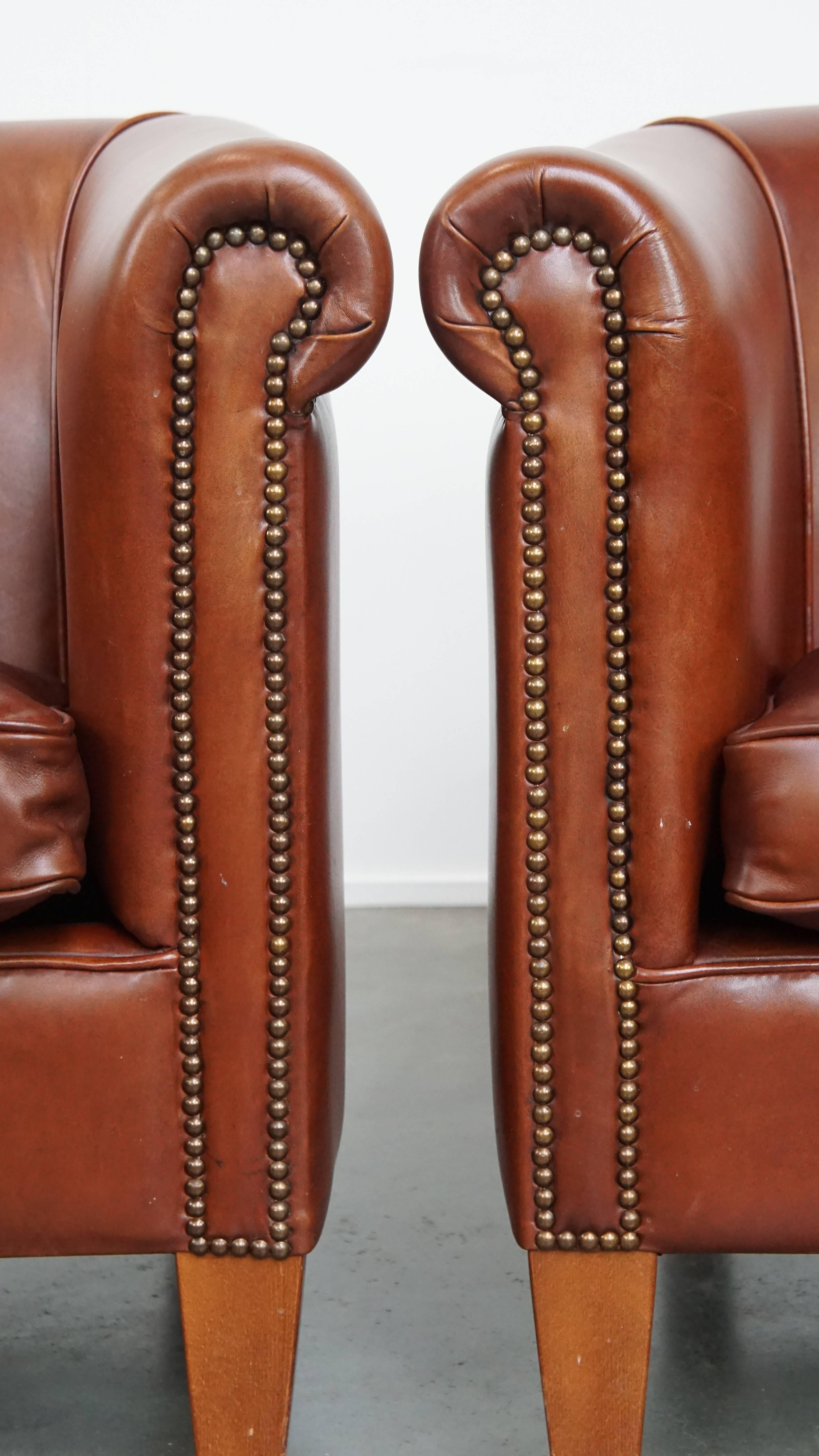 2er Set Club Chairs aus Rindsleder im Angebot 4