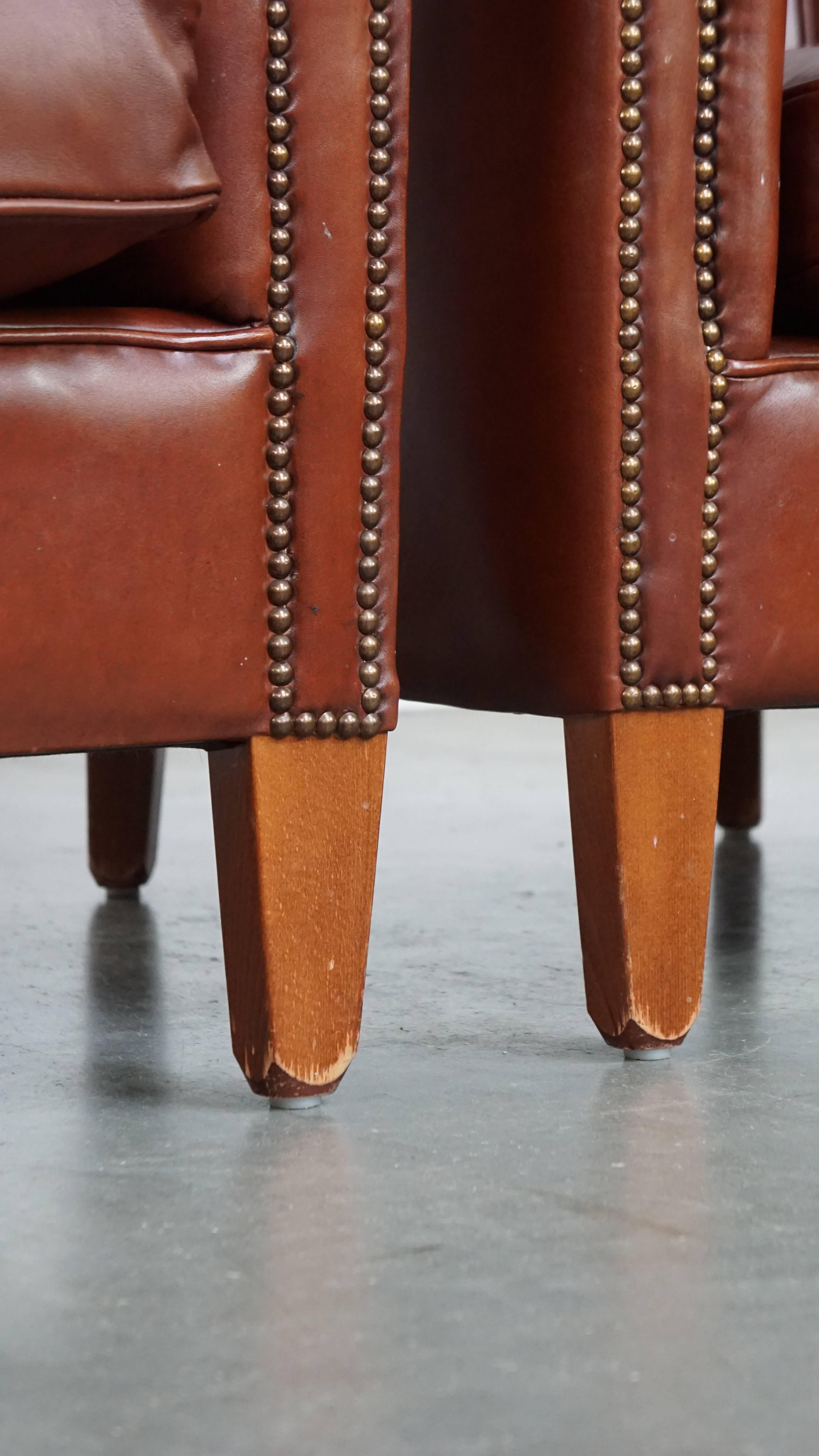 2er Set Club Chairs aus Rindsleder im Angebot 6
