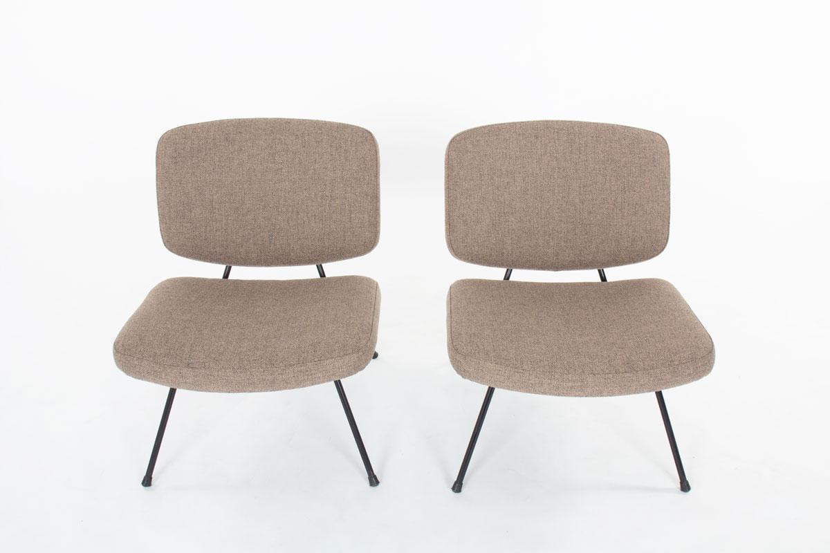 20ième siècle Lot de 2 chaises basses CM190 par Pierre Paulin pour Thonet, années 1950 en vente