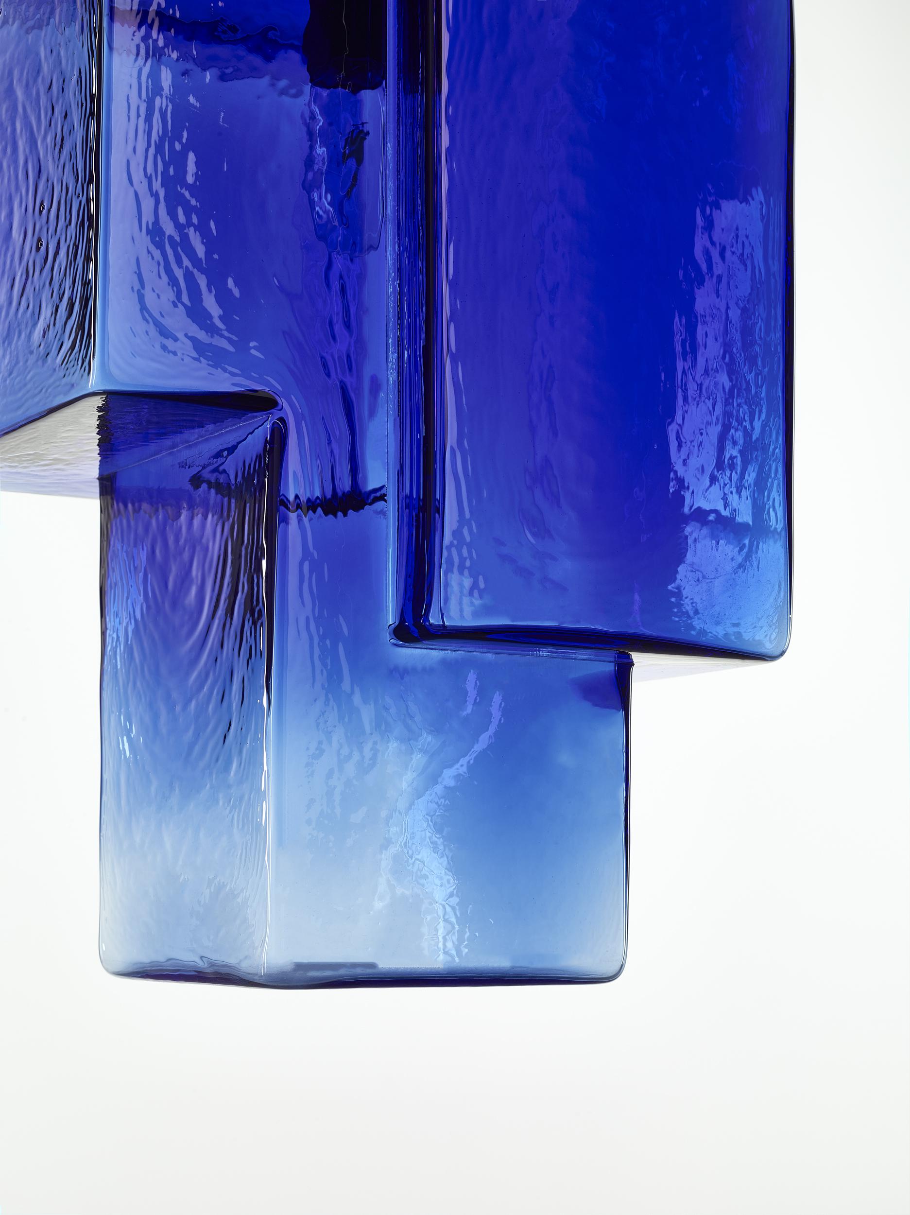 Modern Set of 2 Cobalt Blue Tetris Pendant Light by Dechem Studio For Sale