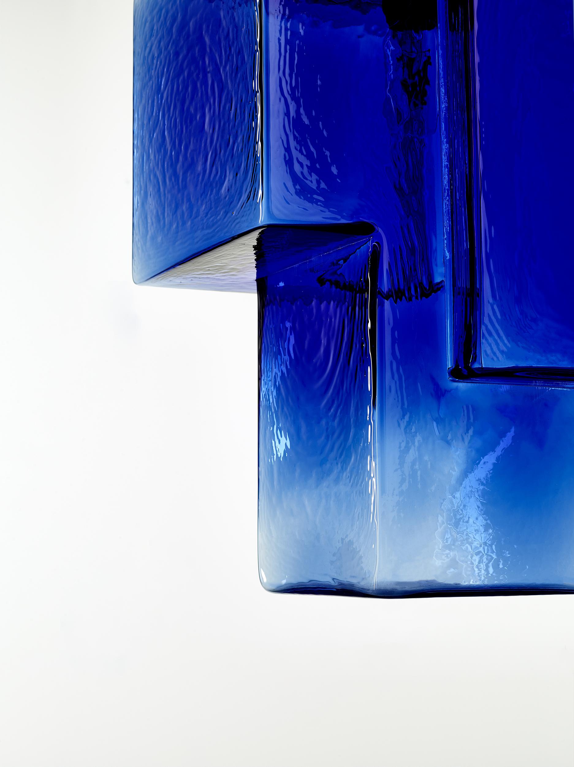 Set of 2 Cobalt Blue Tetris Pendant Light by Dechem Studio In New Condition For Sale In Geneve, CH