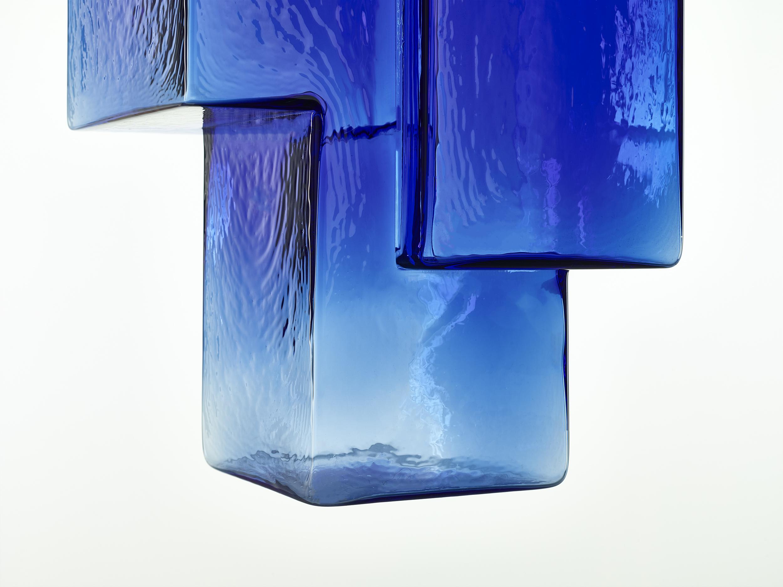 Contemporary Set of 2 Cobalt Blue Tetris Pendant Light by Dechem Studio For Sale