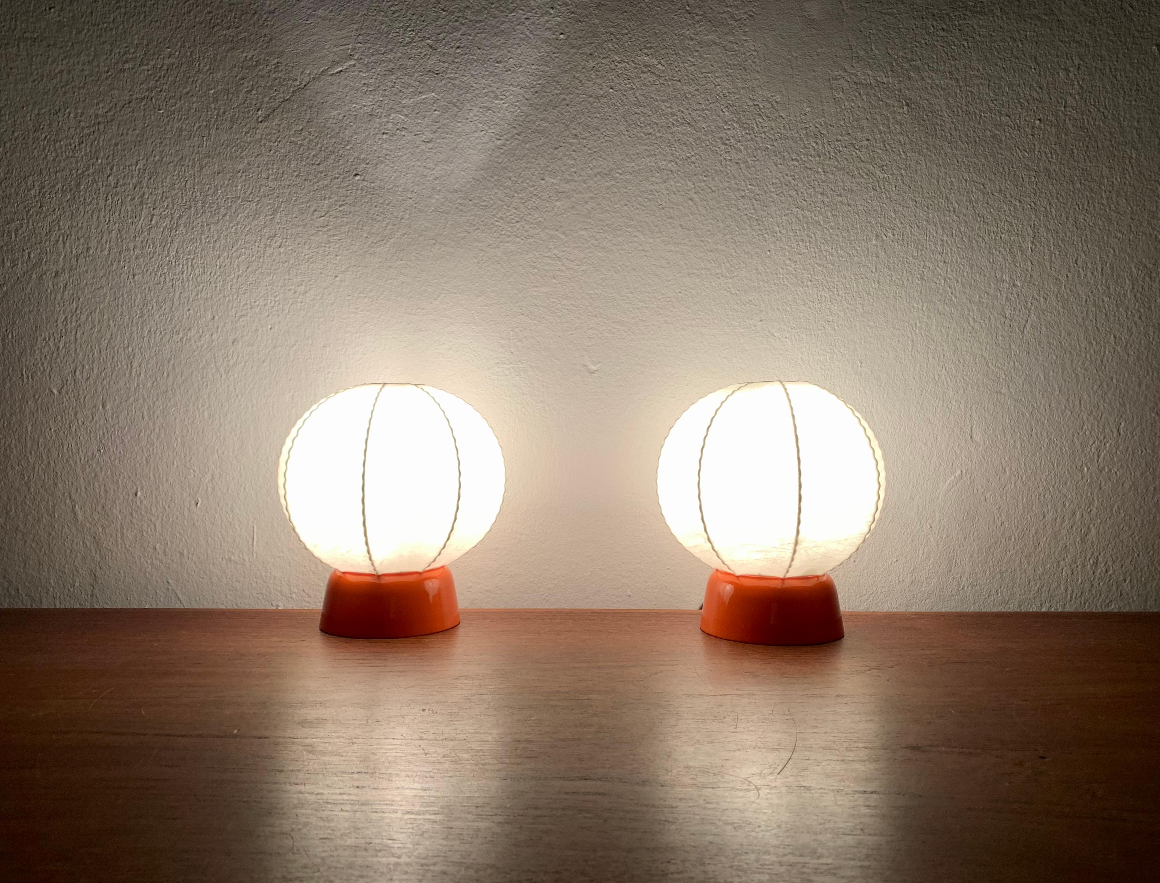 Plastic Set of 2 Cocoon Table Lamps For Sale