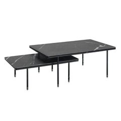 In Stock in Los Angeles, Set of 2 Black Marble Coffee Tables, Christophe Pillet
