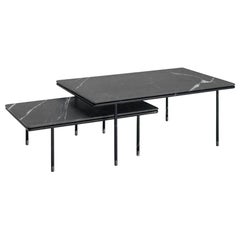 In Stock in Los Angeles, Set of 2 Black Marble Coffee Tables, Christophe Pillet