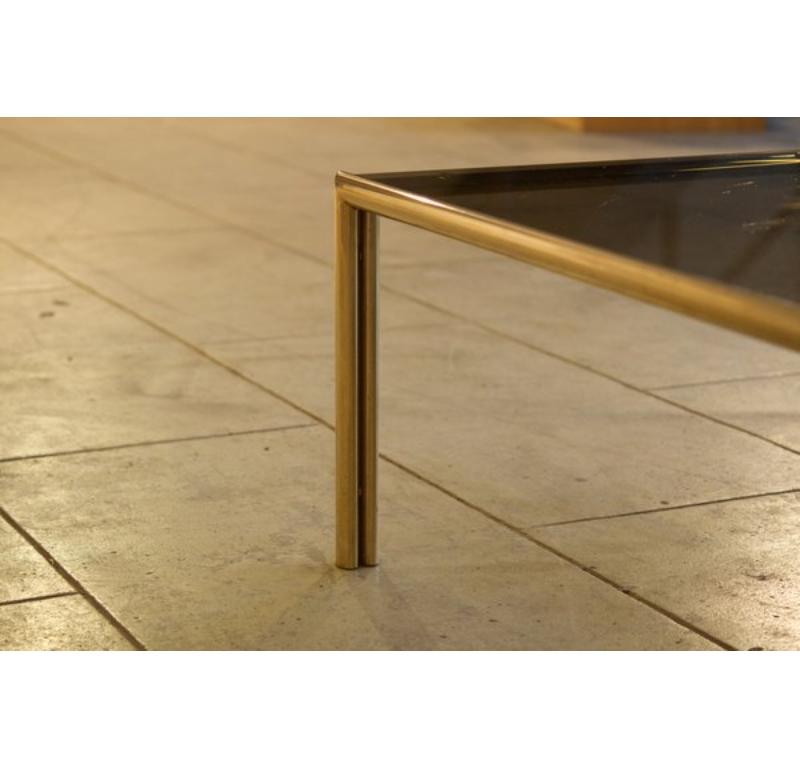 Set of 2 Coffee Tables in Aluminum, Brass & Glass, 1970s For Sale 5