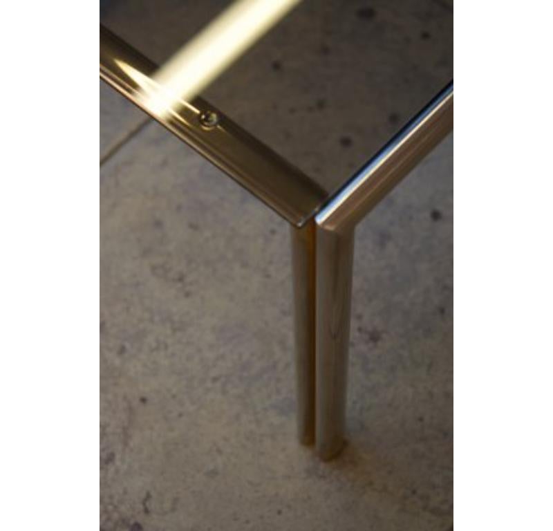 Set of 2 Coffee Tables in Aluminum, Brass & Glass, 1970s For Sale 8