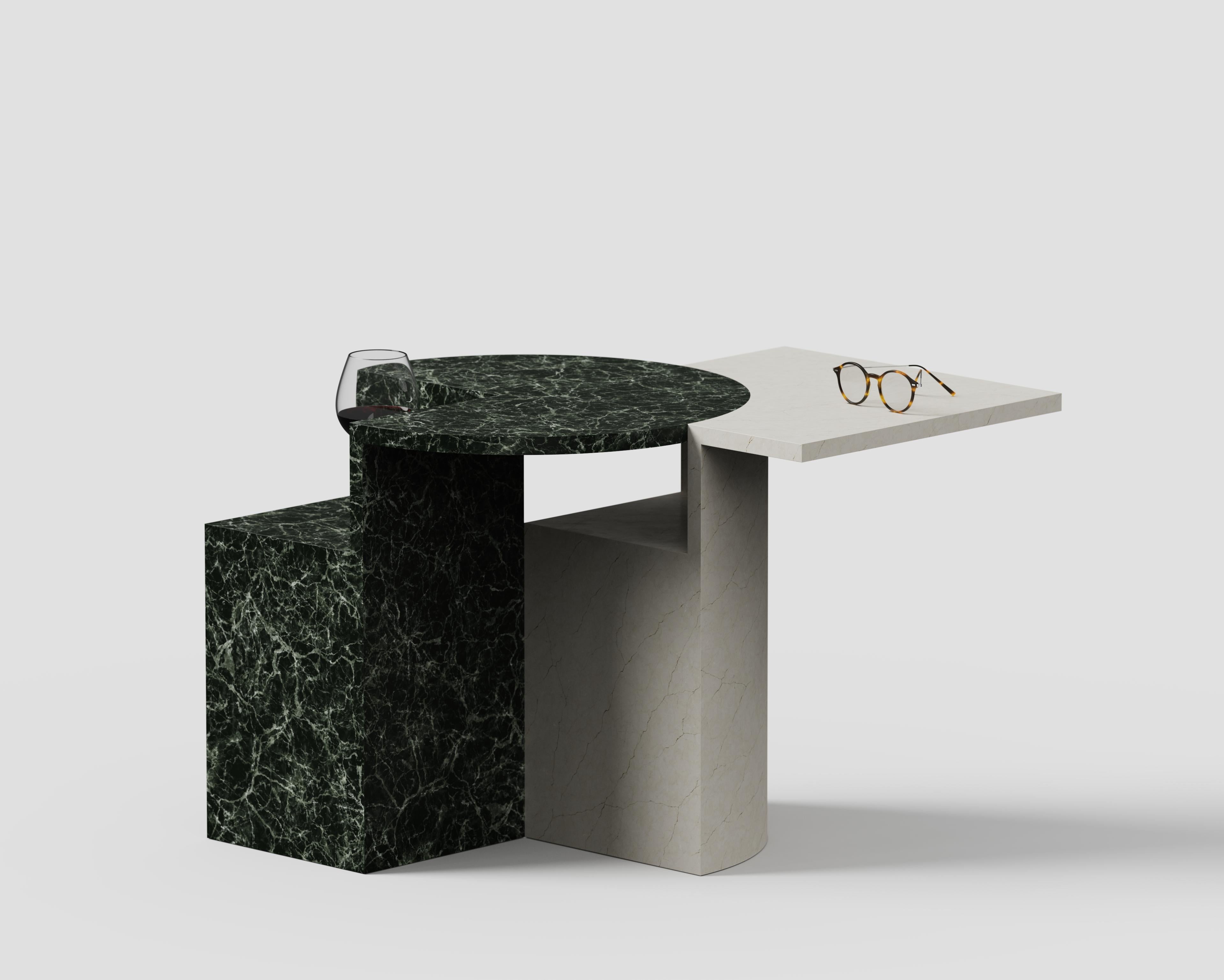 Marbre Set de 2 tables basses en MarCo Nero & Verde Acquamarina par Antonio De Marco en vente