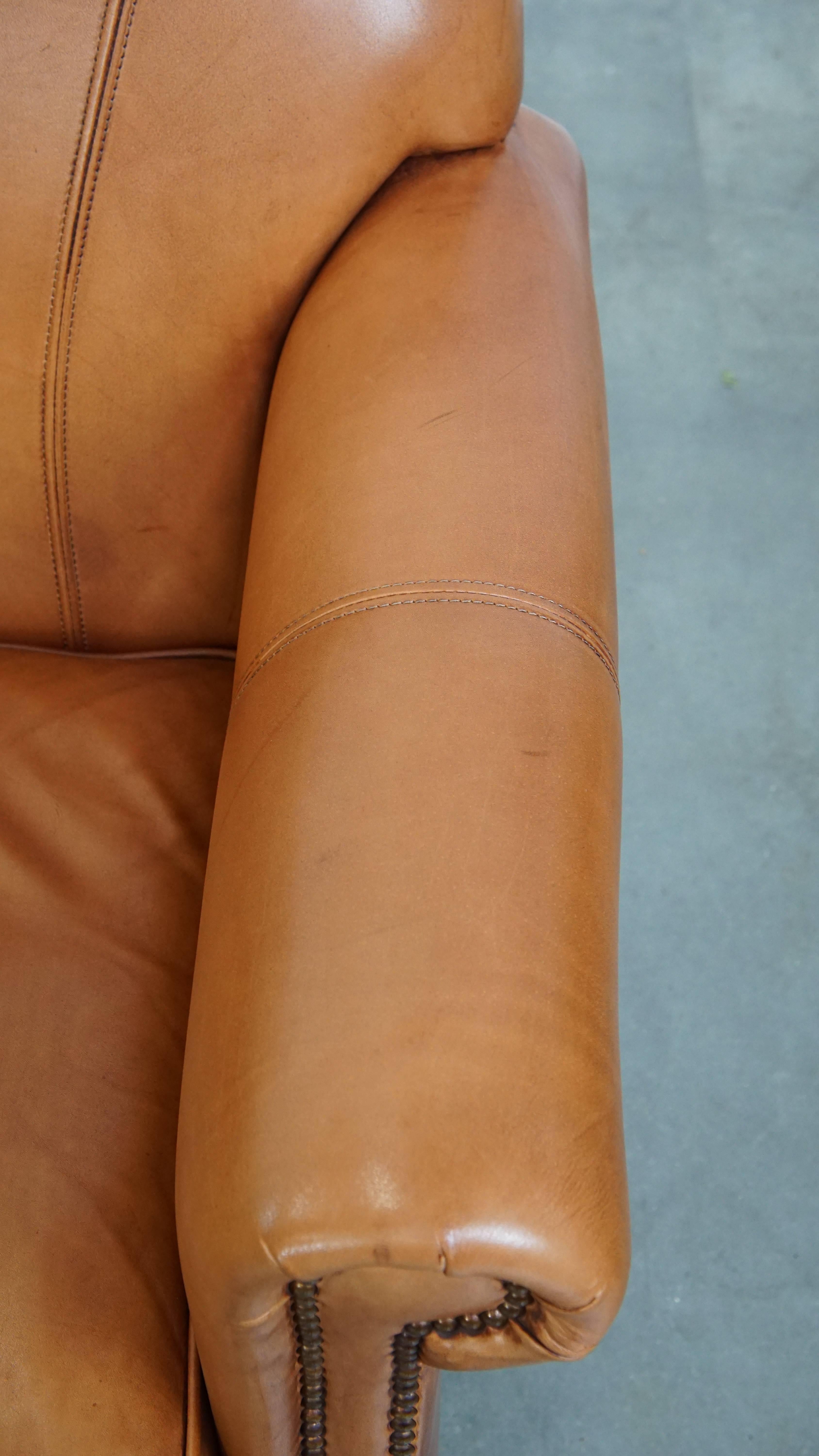 Set di 2 poltrone in pelle di vacchetta color cognac in vendita 2