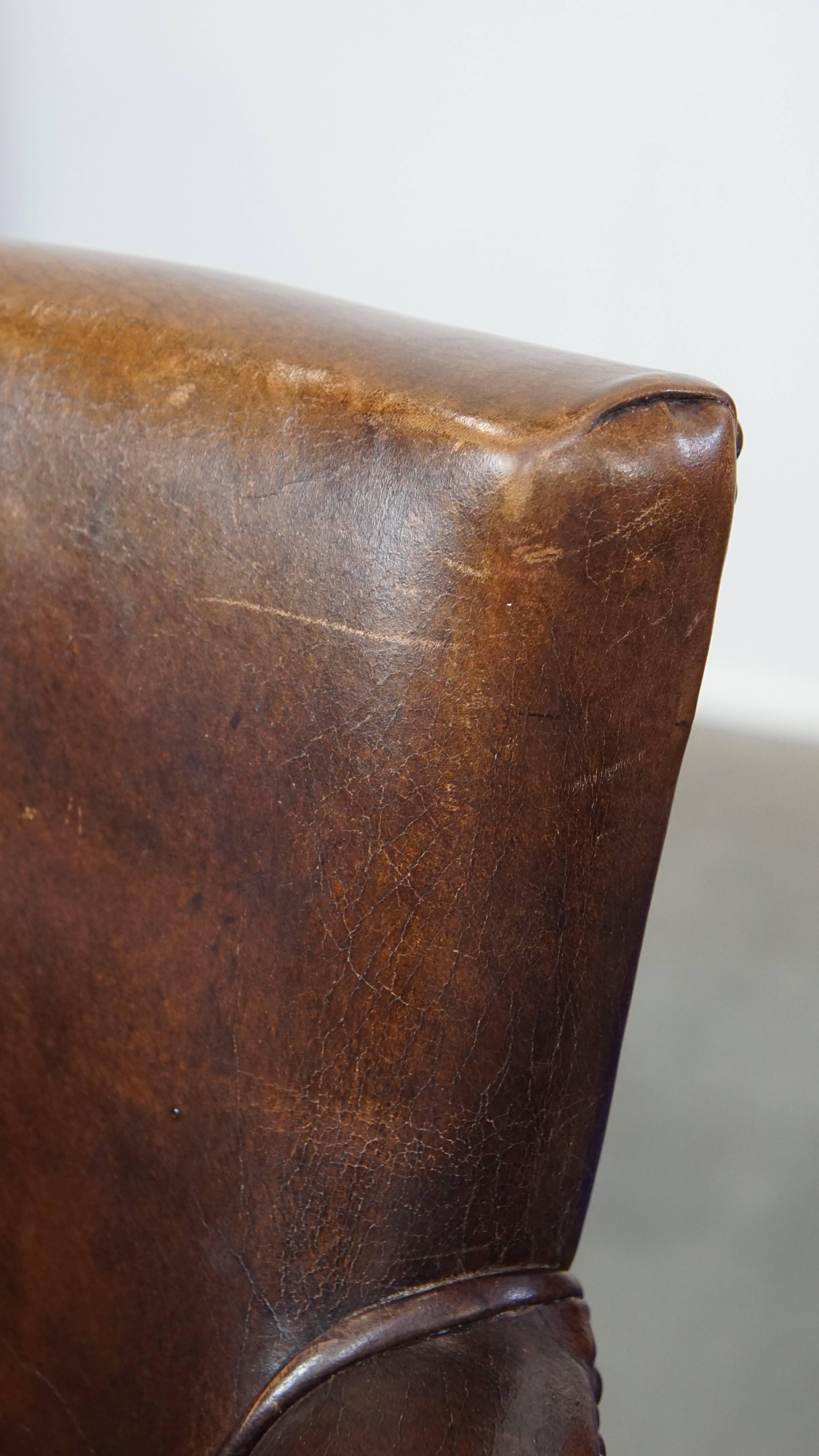 Set of 2 Cognac-Colored Cowhide Leather Ralph Lauren Design Dining Chairs For Sale 5