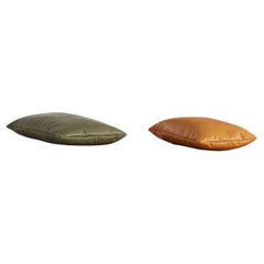 Set of 2 Cognac / Moss Green Level Pillows by Msds Studio