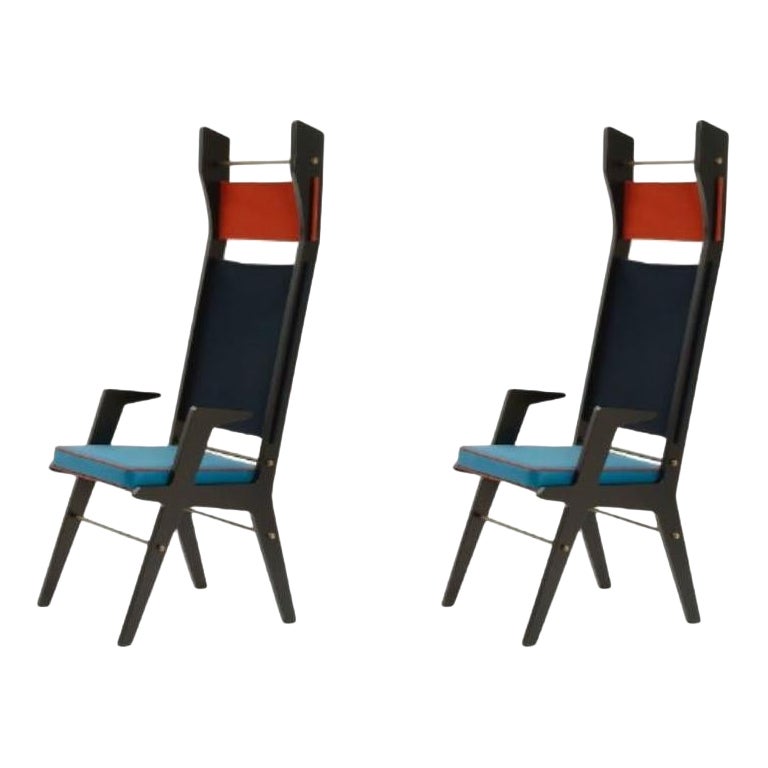 Lot de 2, Fauteuil Colette Rouge, Bleu, Tourquoise par Colé Italia