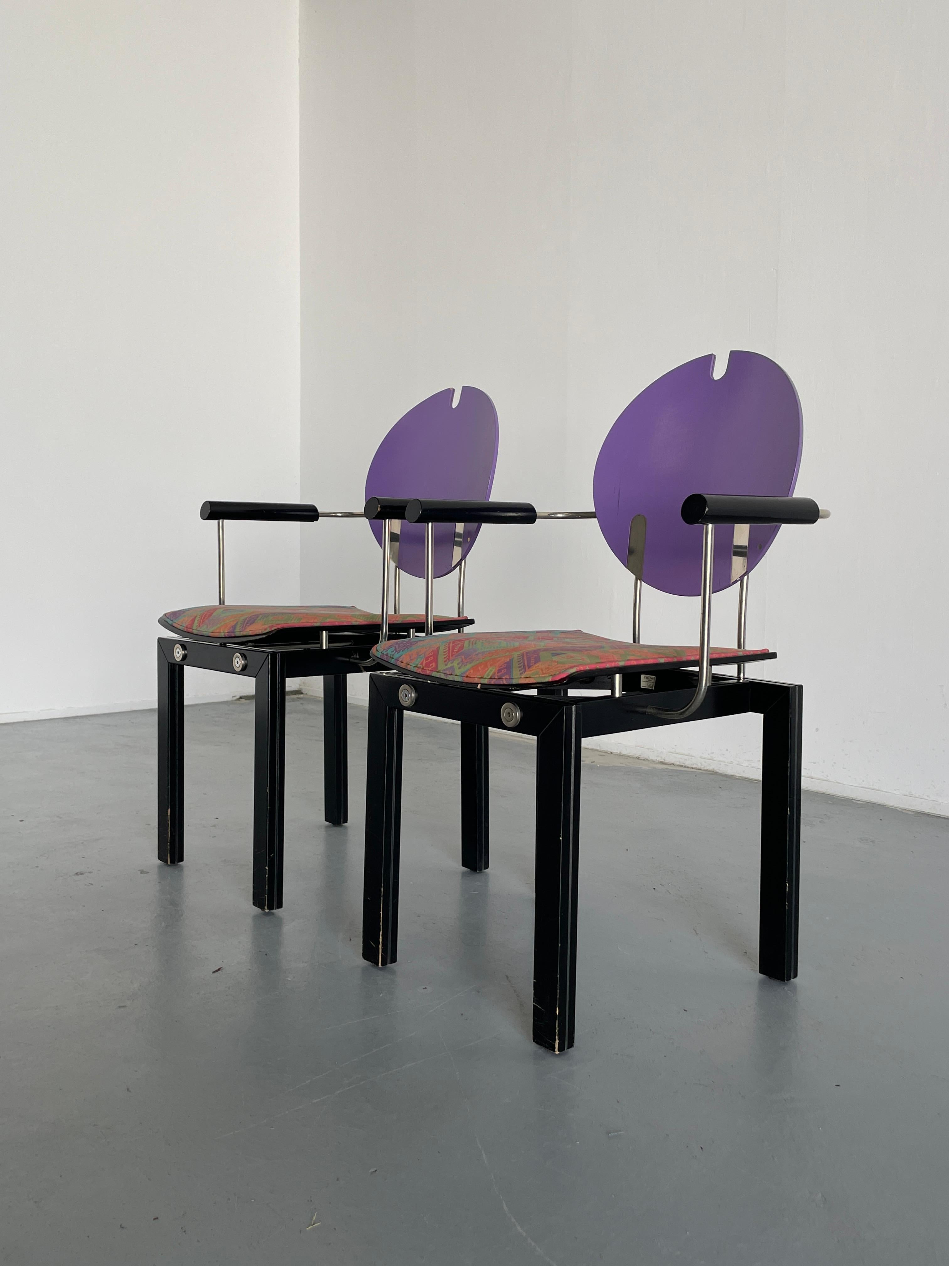 Post-Modern Set of 2 Collectible Memphis Era Original Postmodern Chairs, 1990s Thonet Vienna