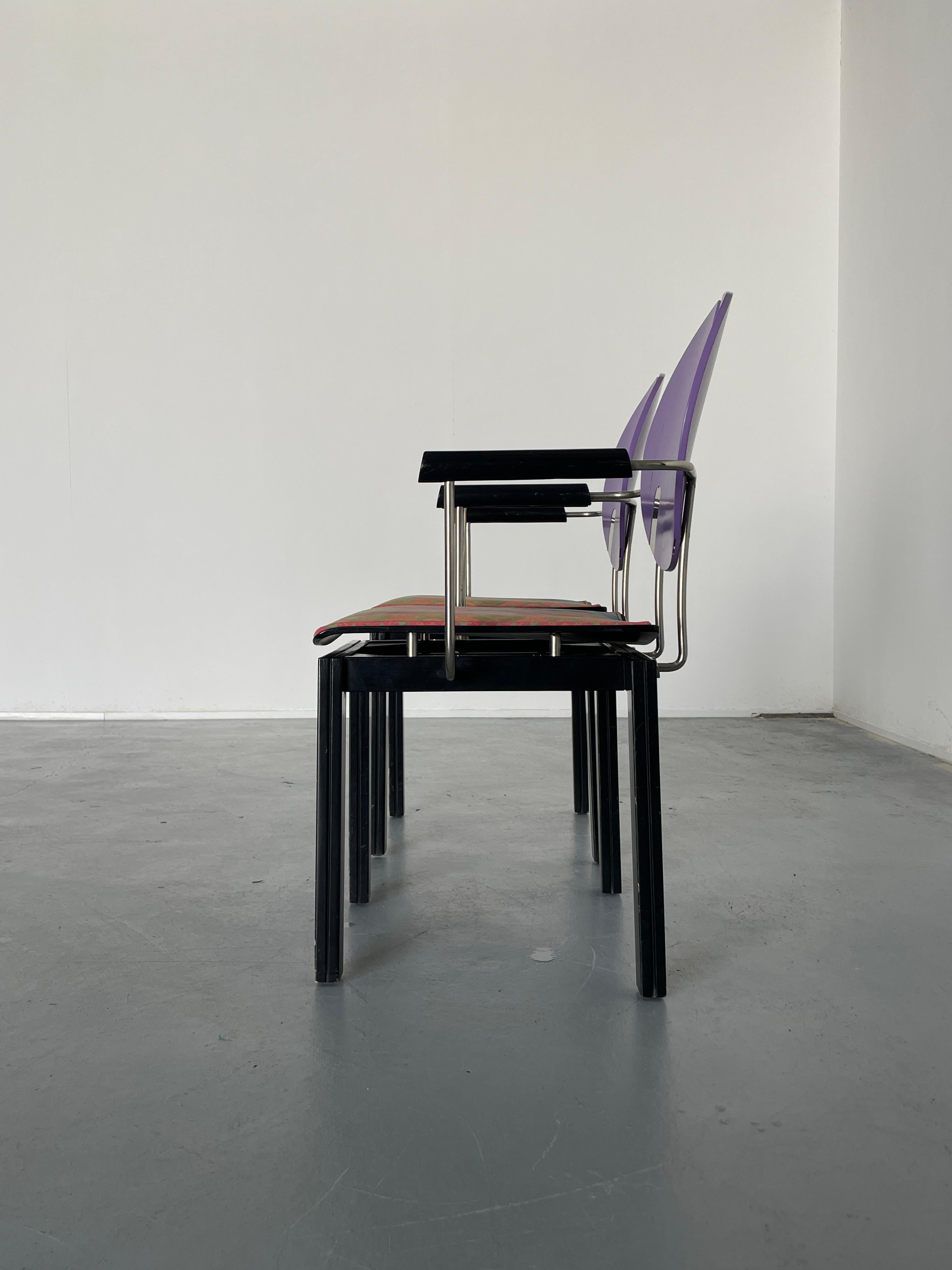 Austrian Set of 2 Collectible Memphis Era Original Postmodern Chairs, 1990s Thonet Vienna