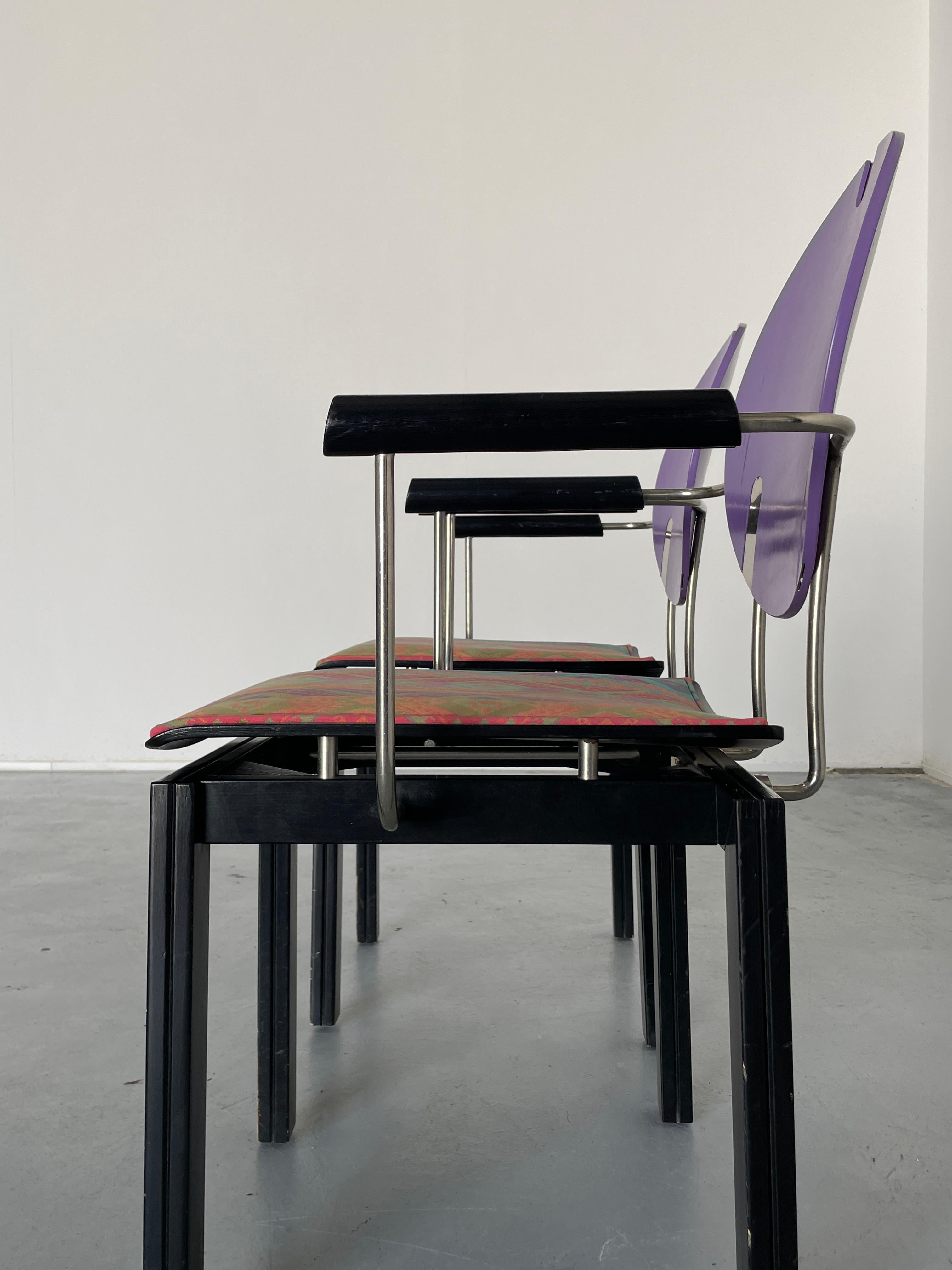 Set of 2 Collectible Memphis Era Original Postmodern Chairs, 1990s Thonet Vienna In Good Condition In Zagreb, HR