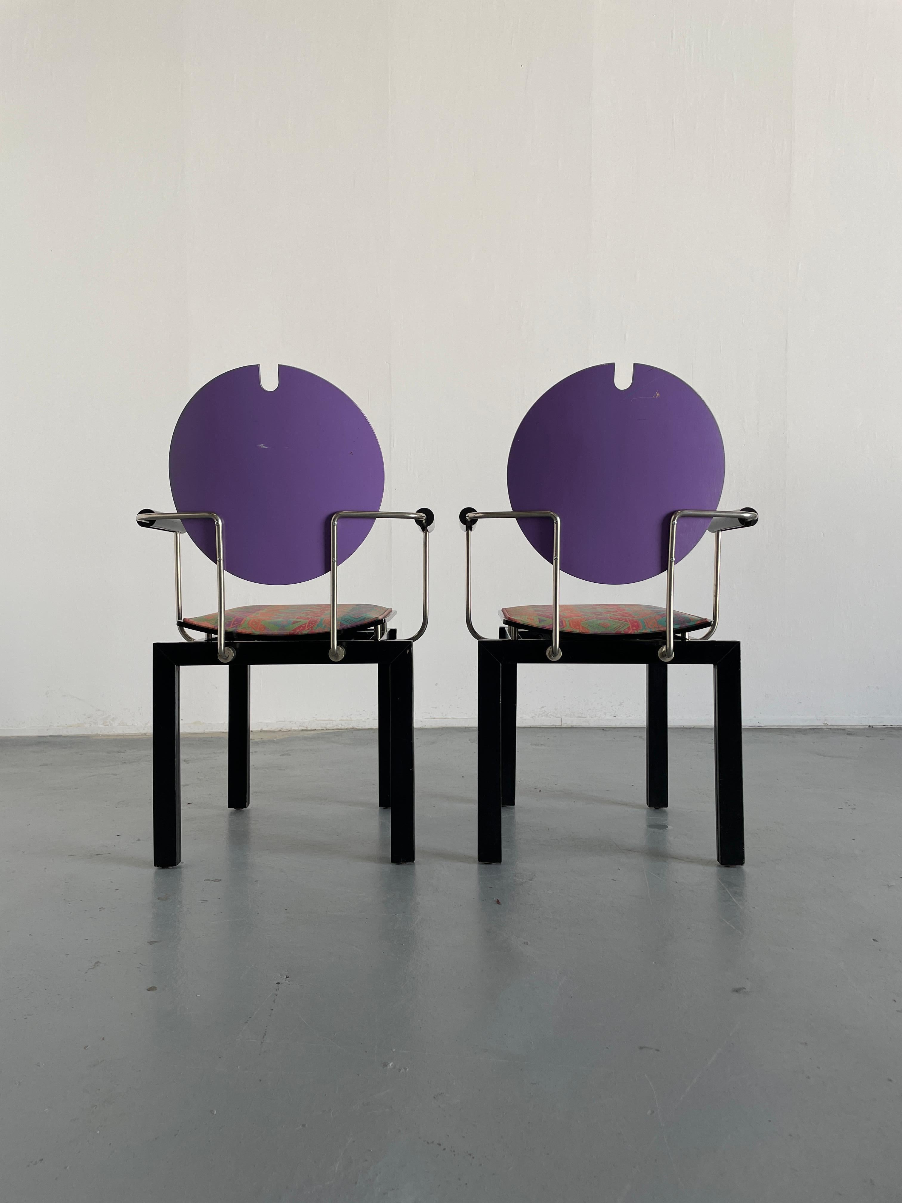 Late 20th Century Set of 2 Collectible Memphis Era Original Postmodern Chairs, 1990s Thonet Vienna