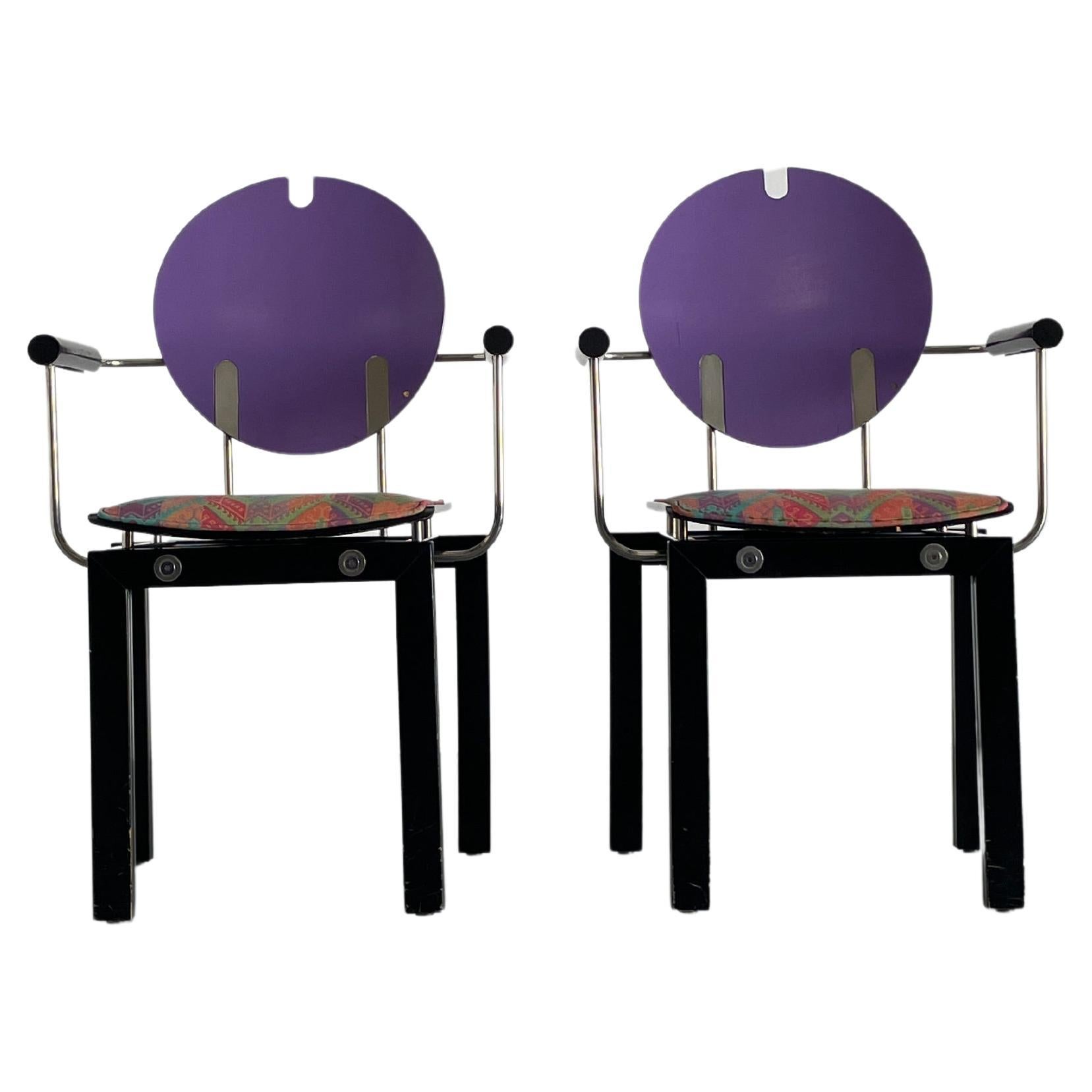 Set of 2 Collectible Memphis Era Original Postmodern Chairs, 1990s Thonet Vienna