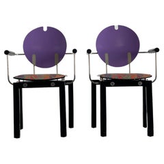 Retro Set of 2 Collectible Memphis Era Original Postmodern Chairs, 1990s Thonet Vienna