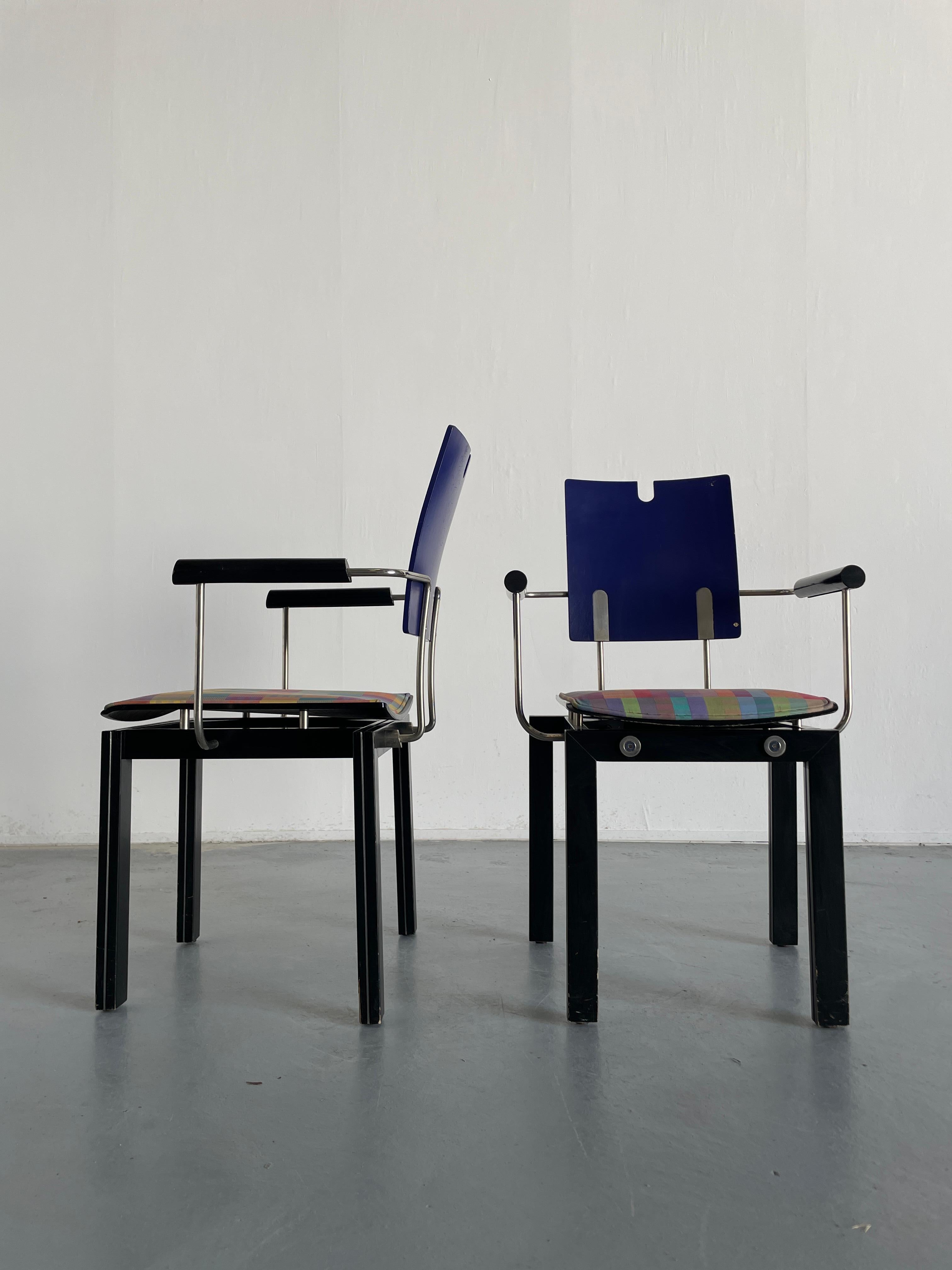 Set of 2 Collectible Memphis Era Original Postmodern Thonet Vienna Chairs, 1990s 1