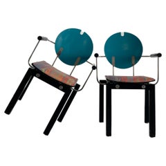 Ensemble de 2 chaises de collection originales et postmodernes de l'ère Memphis de Thonet Vienna, années 1990
