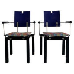 Ensemble de 2 chaises de collection originales et postmodernes de l'ère Memphis de Thonet Vienna, années 1990