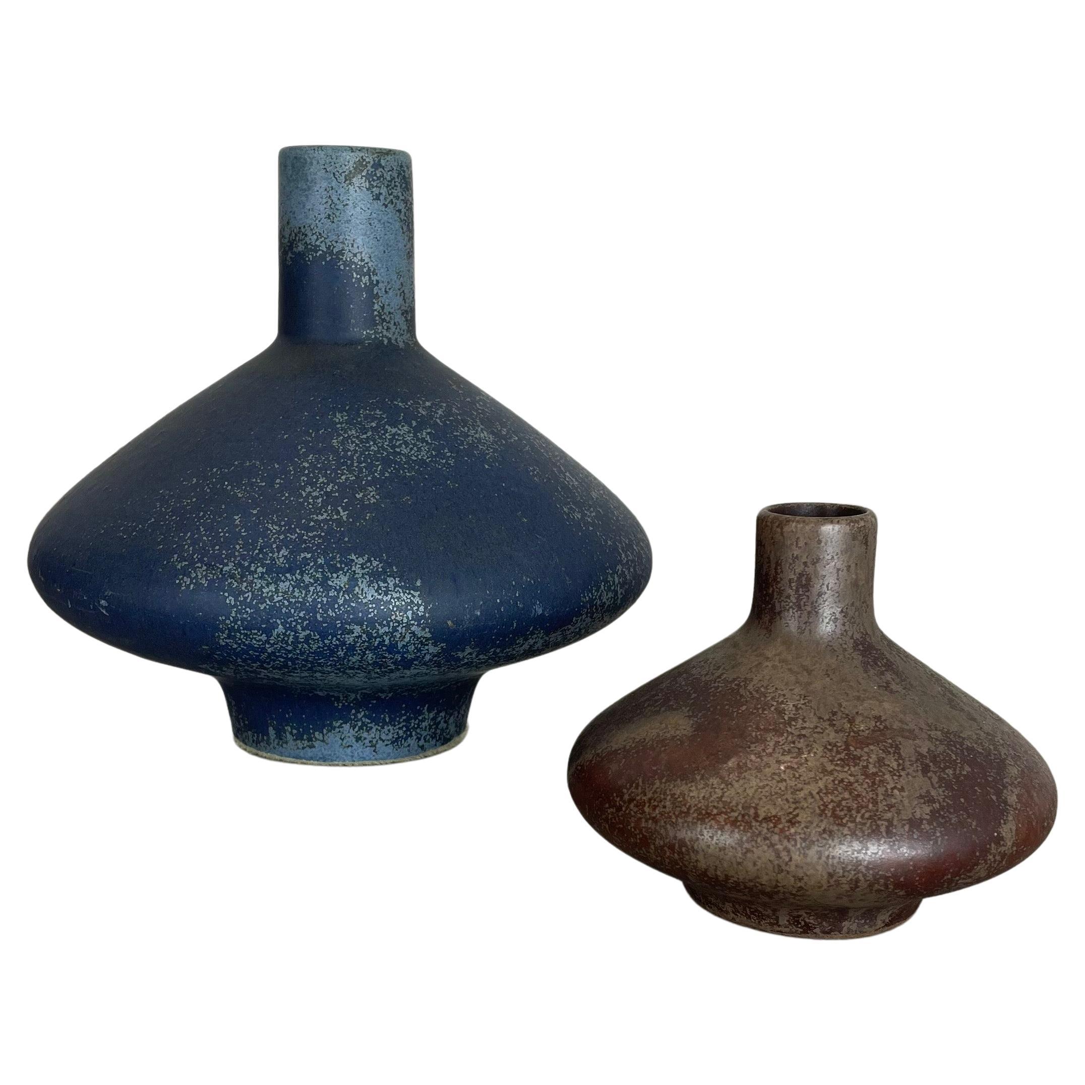 Set of 2 Colorful Ceramic Studio Pottery Vase Objects Otto Keramik Germany 1970