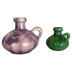 Retro Set of 2 colorful Ceramic Studio Pottery Vase Objects Otto Keramik Germany 1970