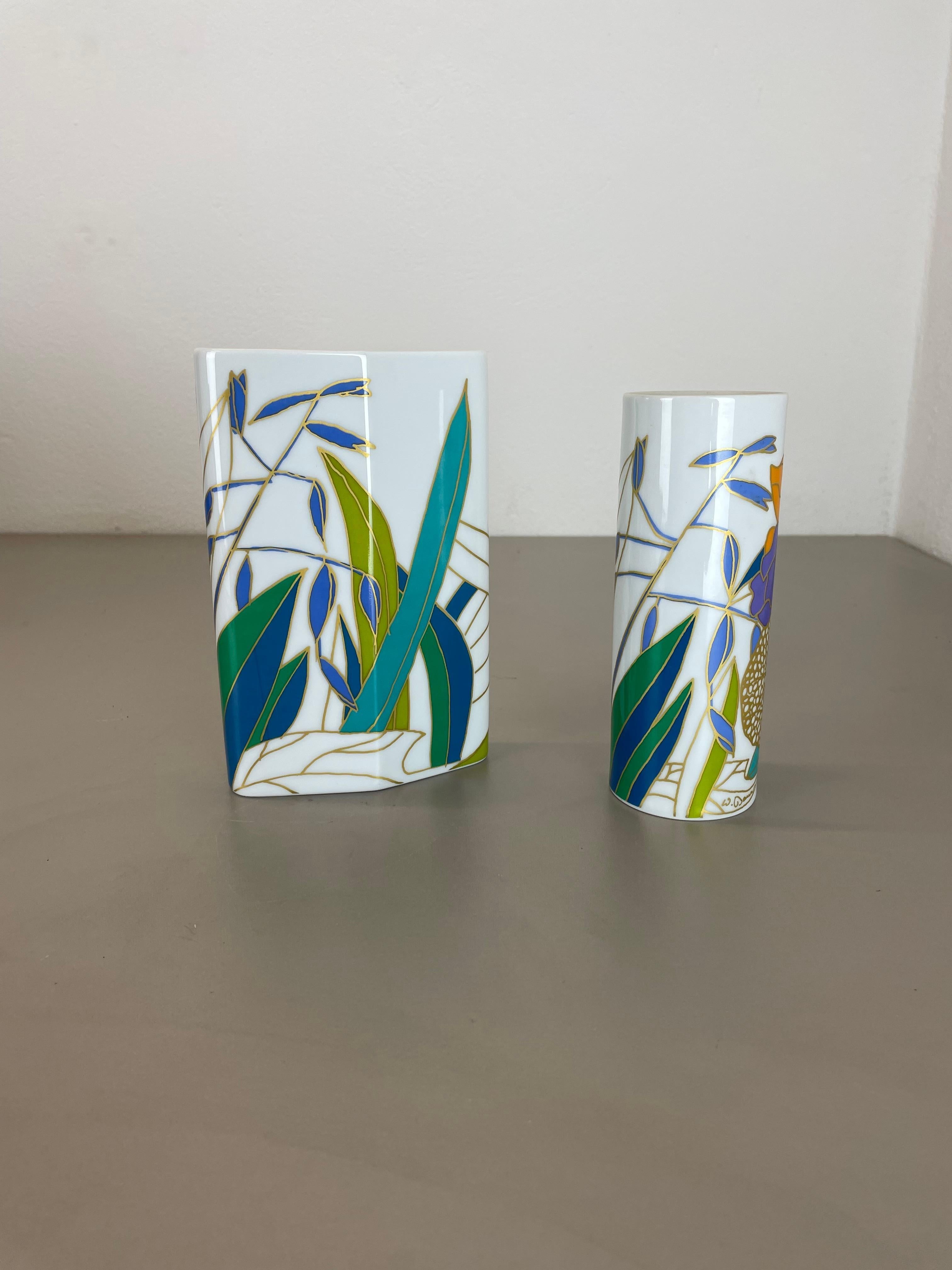 Set of 2 colorful porcelain Vases by Wolf Bauer for Rosenthal, Germany, 1980s For Sale 1