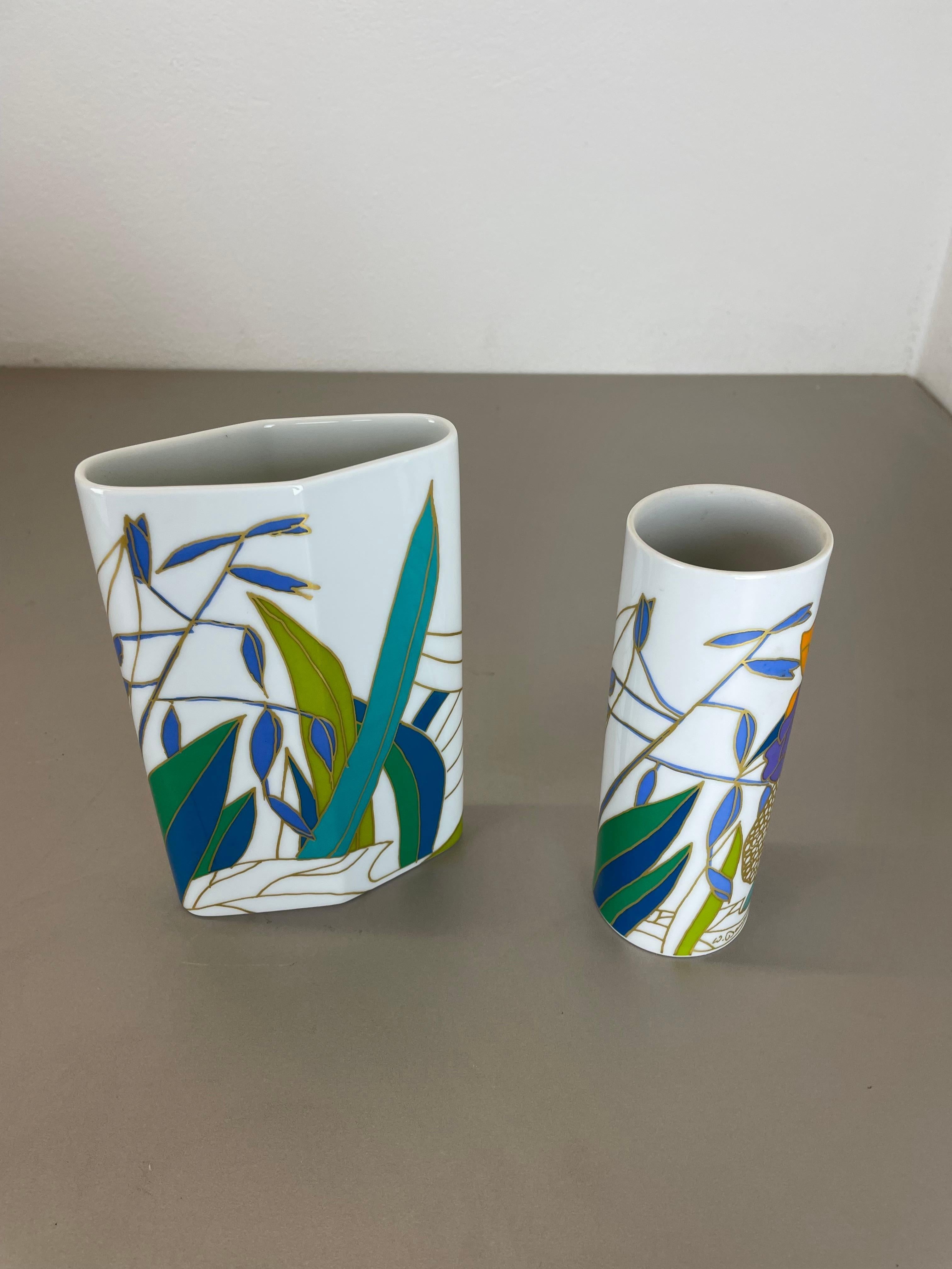 Set of 2 colorful porcelain Vases by Wolf Bauer for Rosenthal, Germany, 1980s For Sale 2