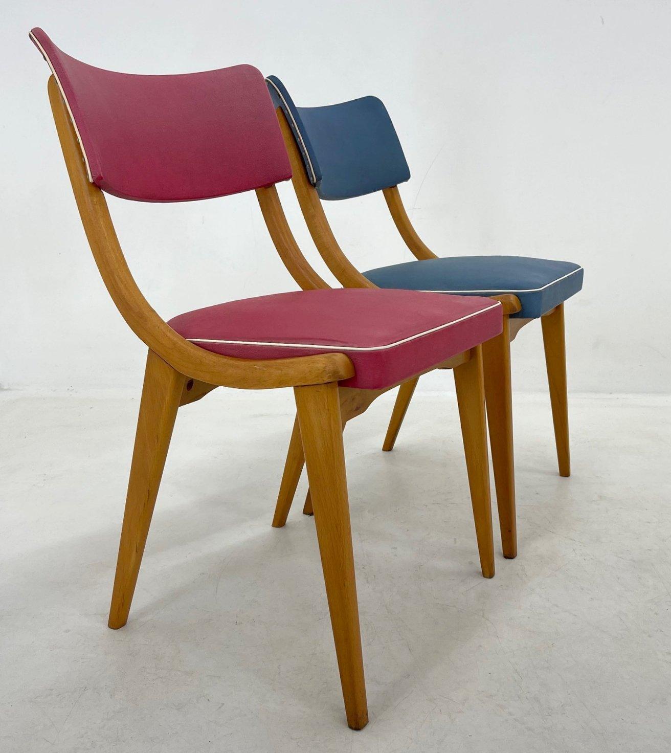 Set of 2 Colourful Vintage Chairs, Germany, 1960's In Good Condition For Sale In Praha, CZ
