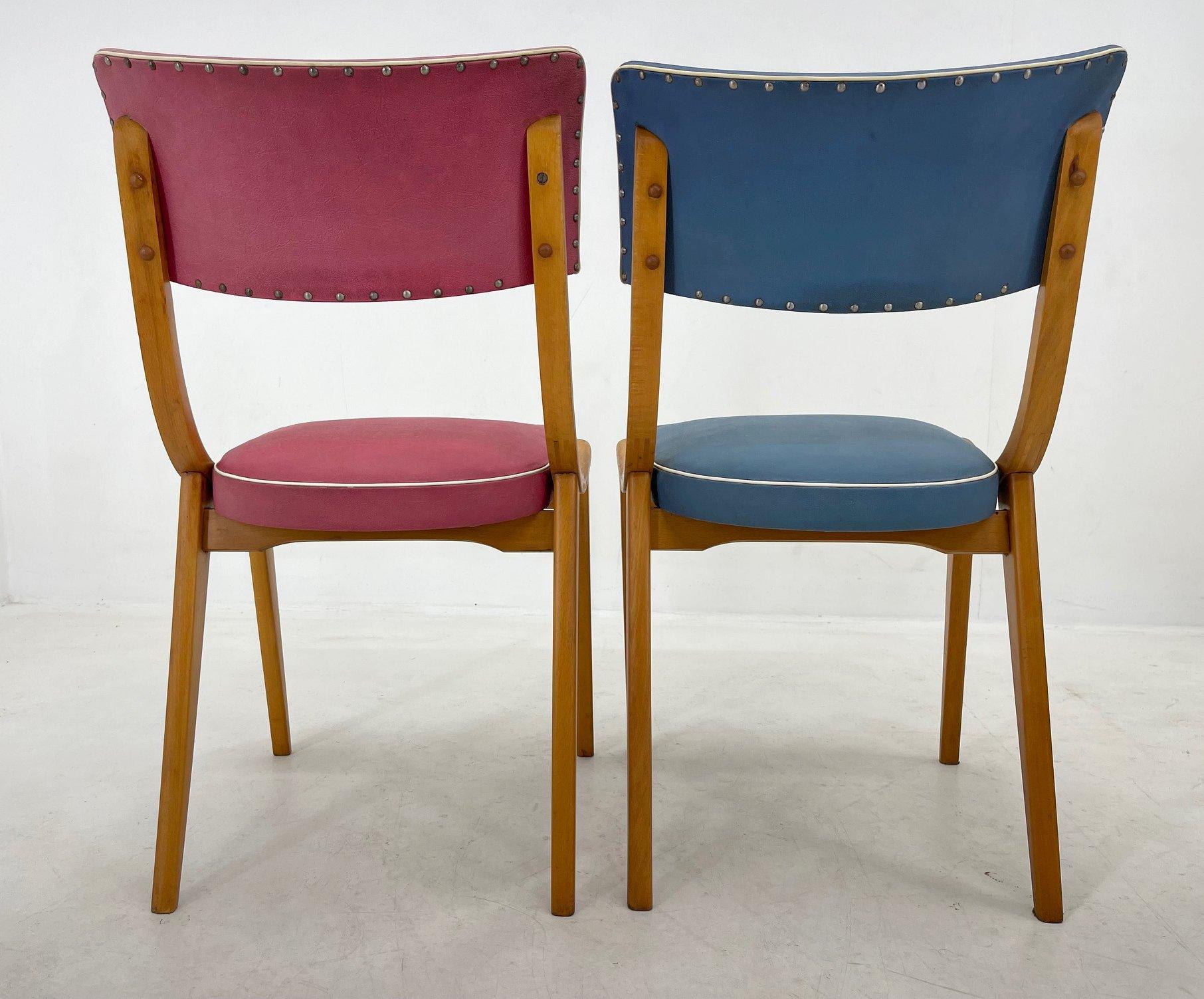 Mid-20th Century Set of 2 Colourful Vintage Chairs, Germany, 1960's For Sale