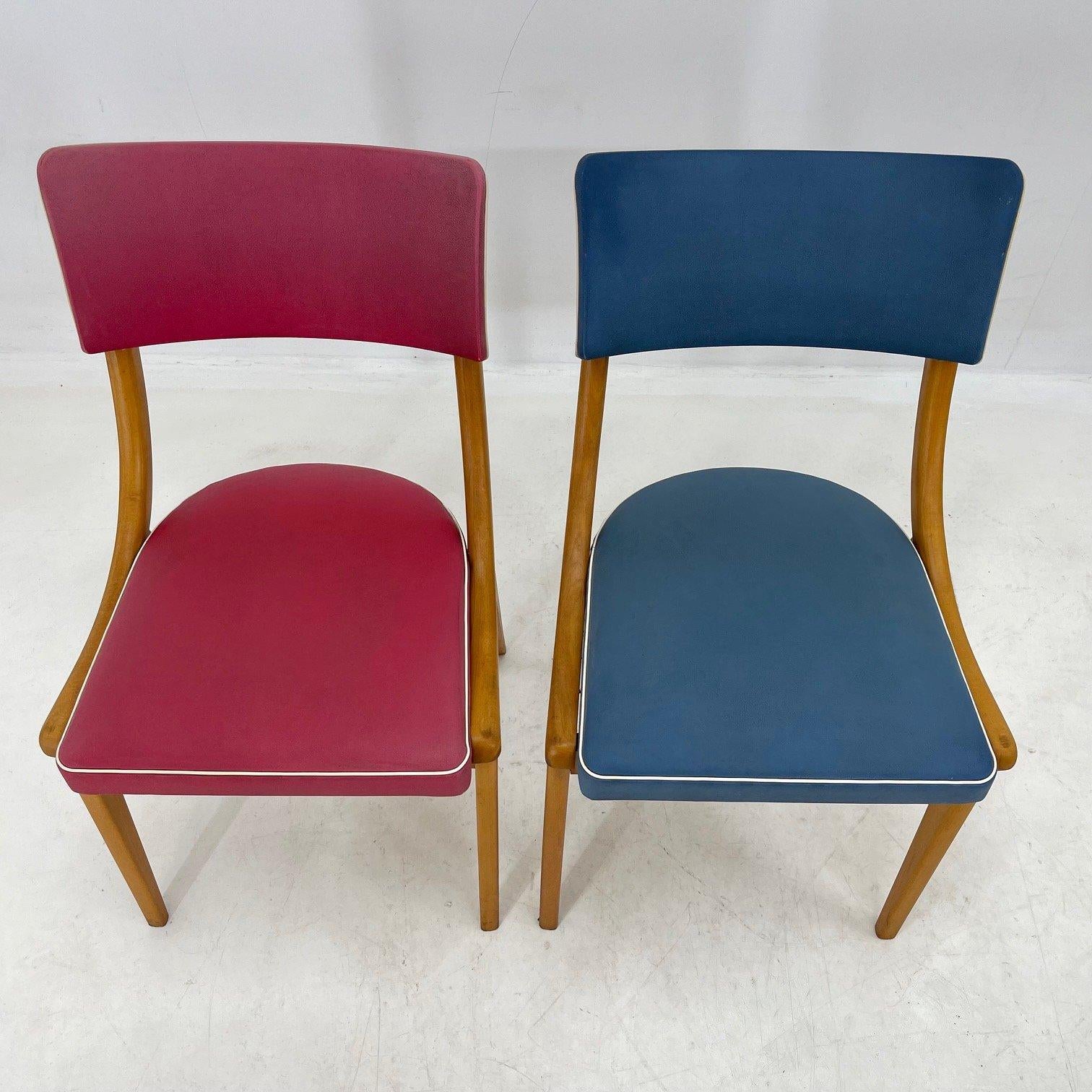 Faux Leather Set of 2 Colourful Vintage Chairs, Germany, 1960's For Sale
