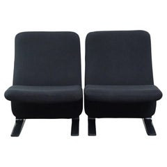 Set di 2 comode poltrone nere dal design vintage