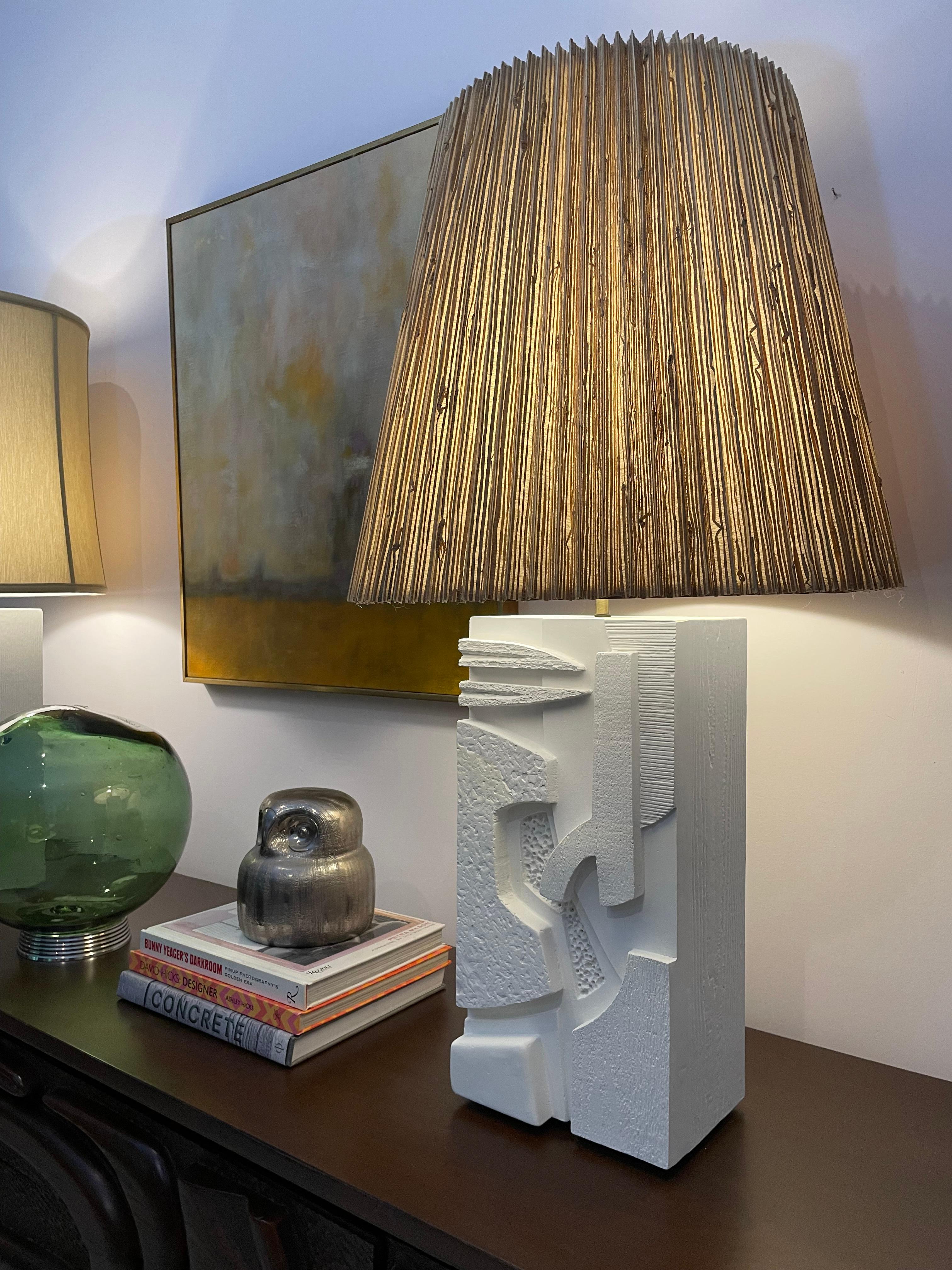 Plaster Set of 2 Complementary Pêle-mêle Table Lamps by Daniel Schneiger For Sale