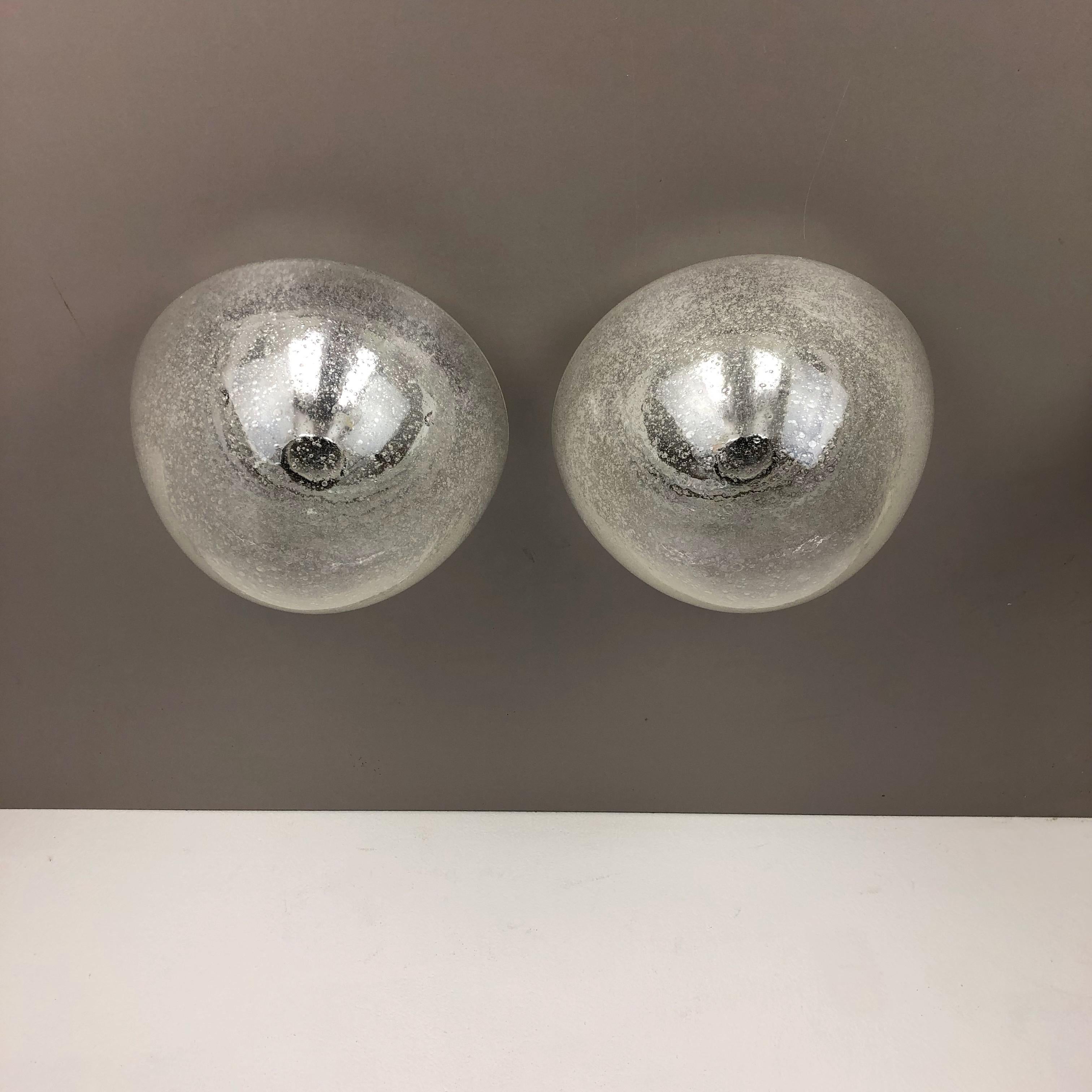 Set of 2 Cone Ice Glass Wall Light Made by Hoffmeister Leuchten, Germany 7