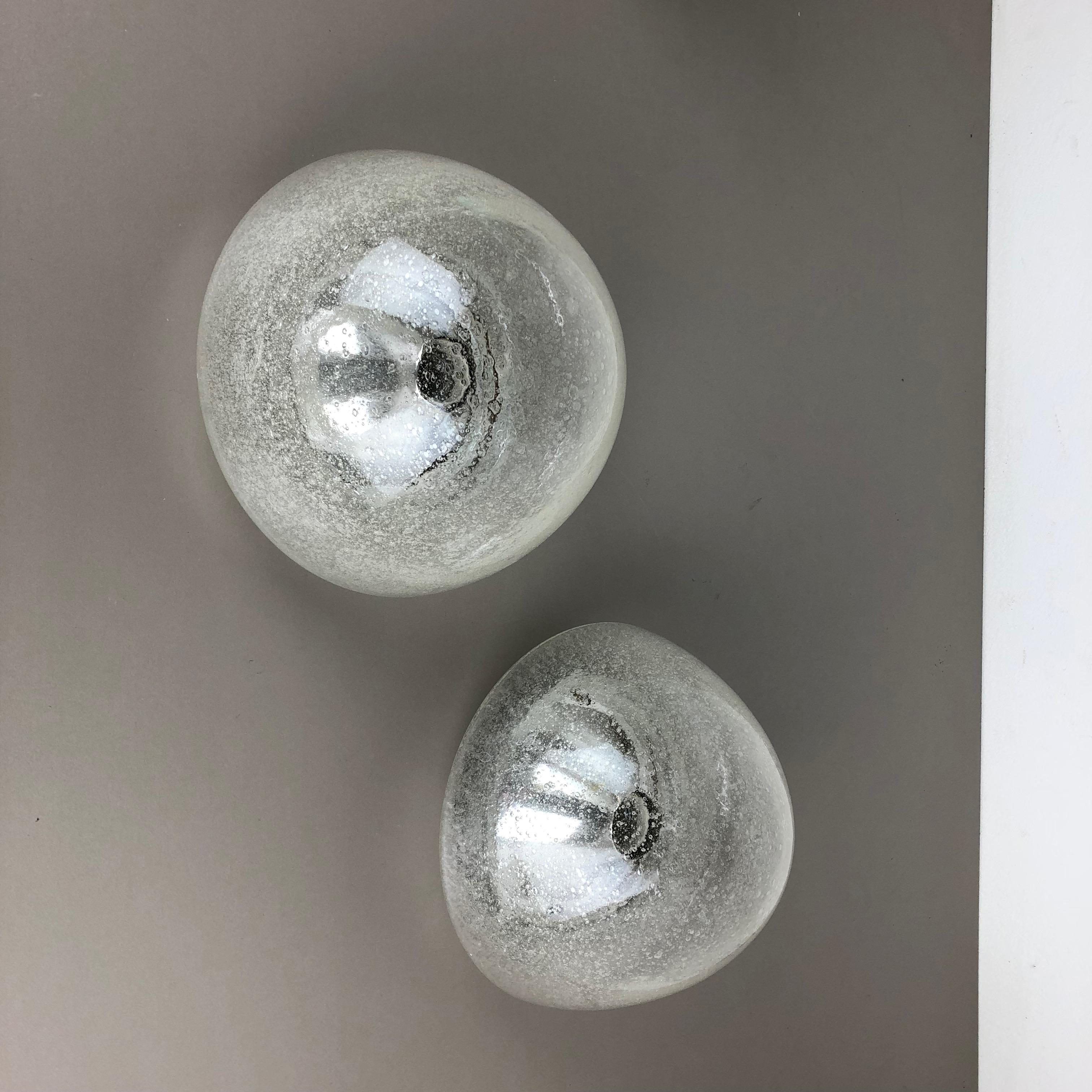 Mid-Century Modern Set of 2 Cone Ice Glass Wall Light Made by Hoffmeister Leuchten, Germany