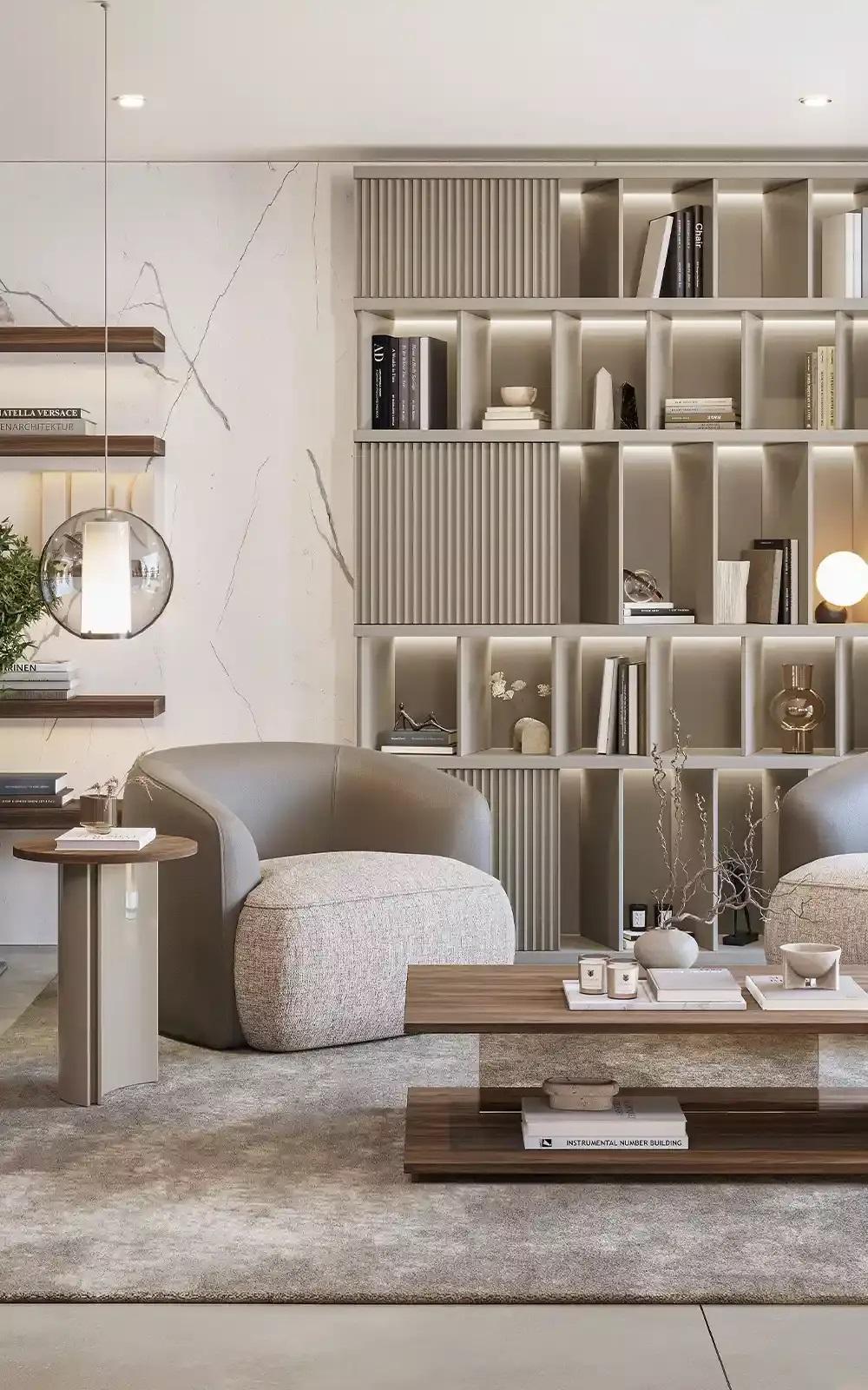 Set di 2 poltrone contemporanee con design curvo, boucle bianco/crema in vendita 2