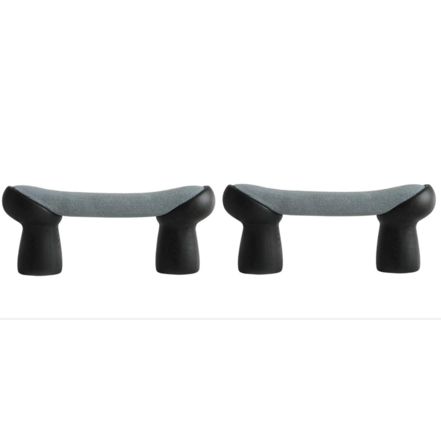 Set di 2 panche contemporanee di Faina
Design: Victoriya Yakusha
Materiale: tessuto, legno, schiuma, gomma, sintepon
Dimensioni: H. 49 x L. 124 x L. 33 cm

Alla ricerca di nuovi e antichi messaggi di design, Victoria Yakusha ha condotto uno