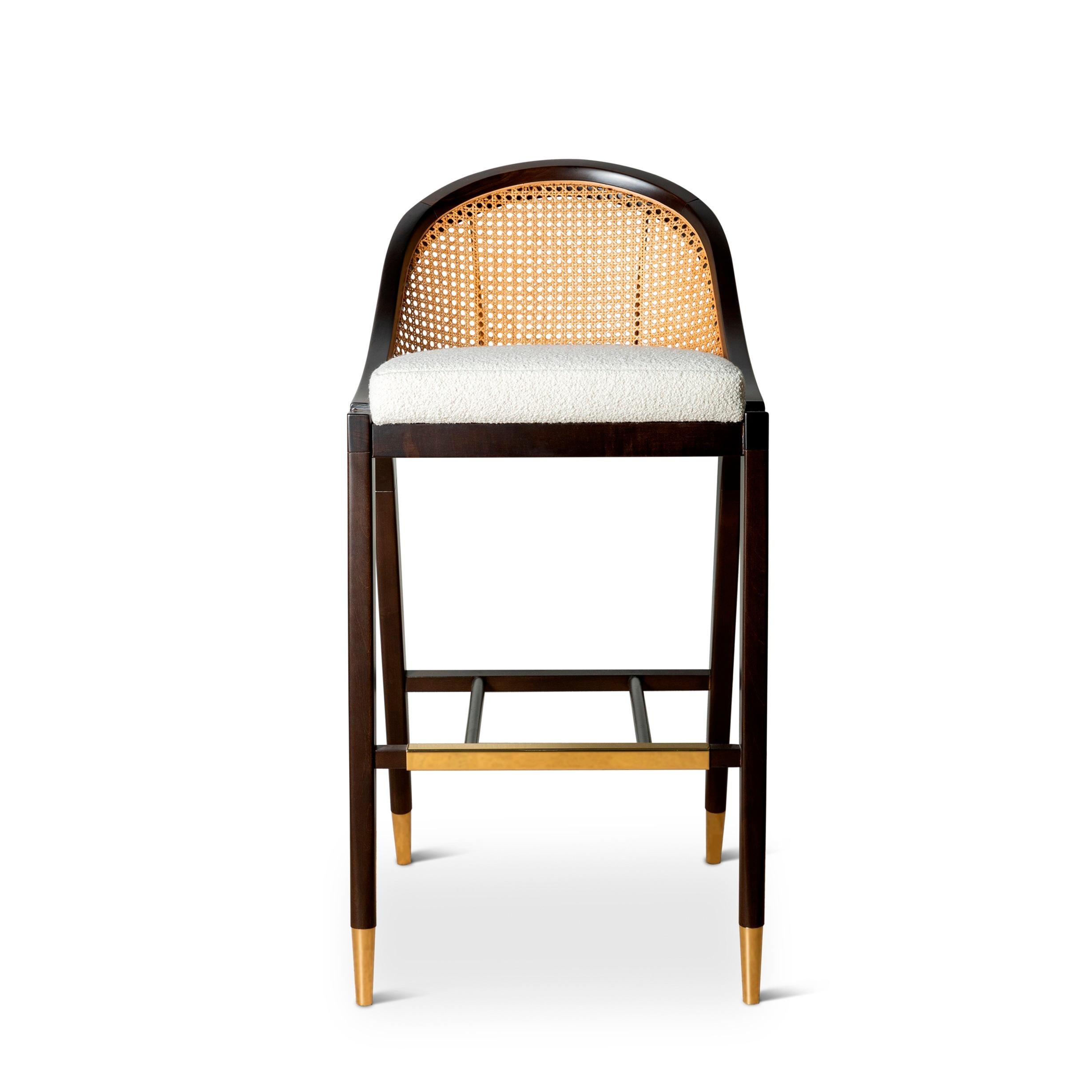 2er-Set Contemporary Barhocker mit Rohrrücken aus Ebenholz (Moderne) im Angebot