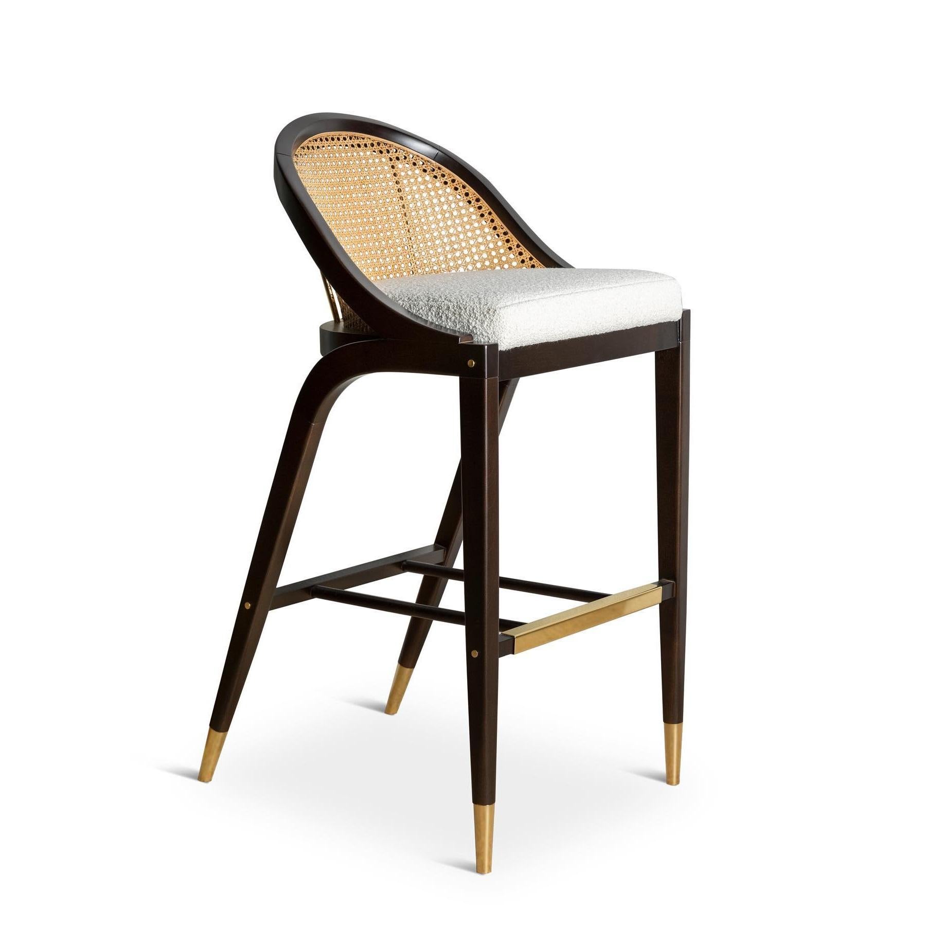 2er-Set Contemporary Barhocker mit Rohrrücken aus Ebenholz (Europäisch) im Angebot
