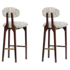 Set of 2 contemporary chenille wood Silhouette bar stool by InsidherLand
