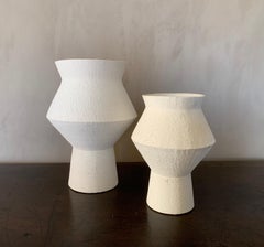 Set of 2 Contemporary Geometric Ceramic Vases