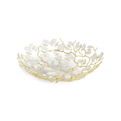 Set di 2 ciotole Ginkgo contemporanee in metallo dorato