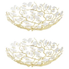 Set di 2 ciotole Ginkgo contemporanee in metallo dorato
