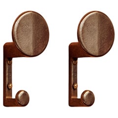 Set of 2 Contemporary Golden Brass F.ACE Wall Hooks by Henry Wilson