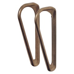 Set of 2 Contemporary Golden Brass Planchart Handles by Henry Wilson