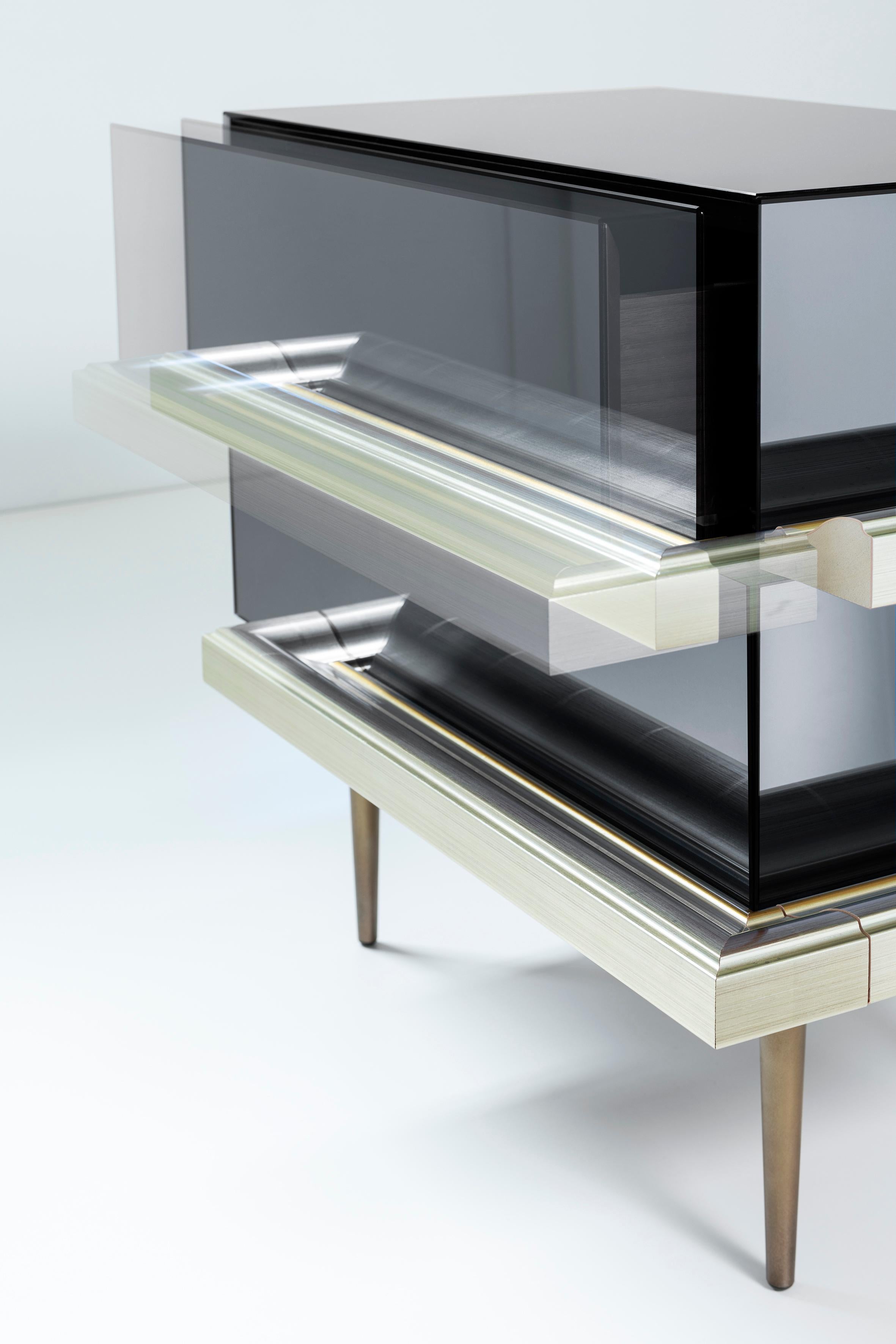 modern mirrored nightstand