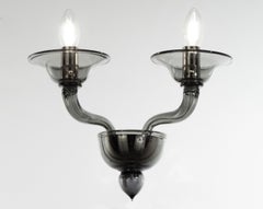 Set of 2 Contemporary Murano glass italian wall lamps in Dark Grey by Multiforme