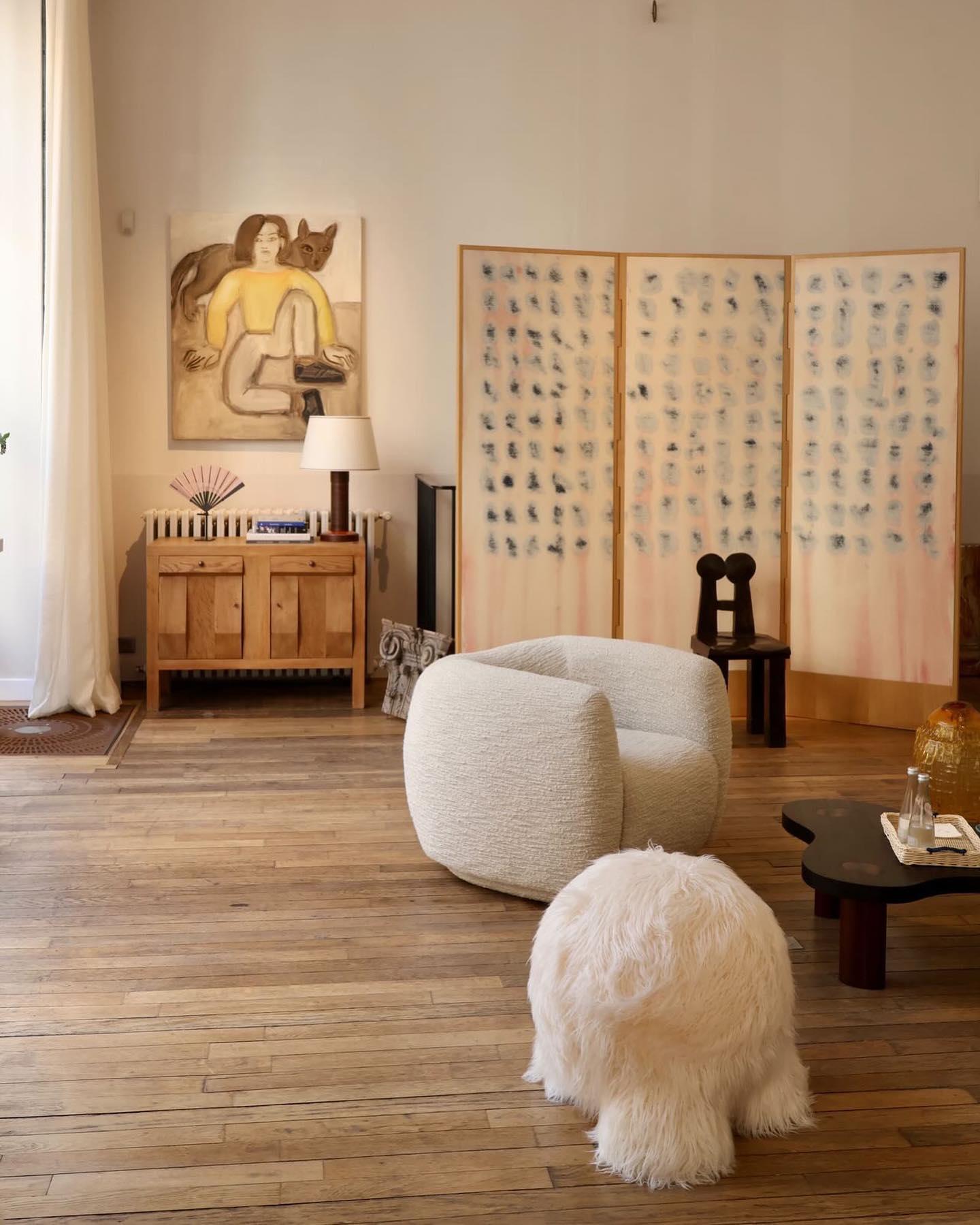 Ensemble de 2 tabourets Atlas en fourrure de Pietro Franceschini Neuf - En vente à Geneve, CH