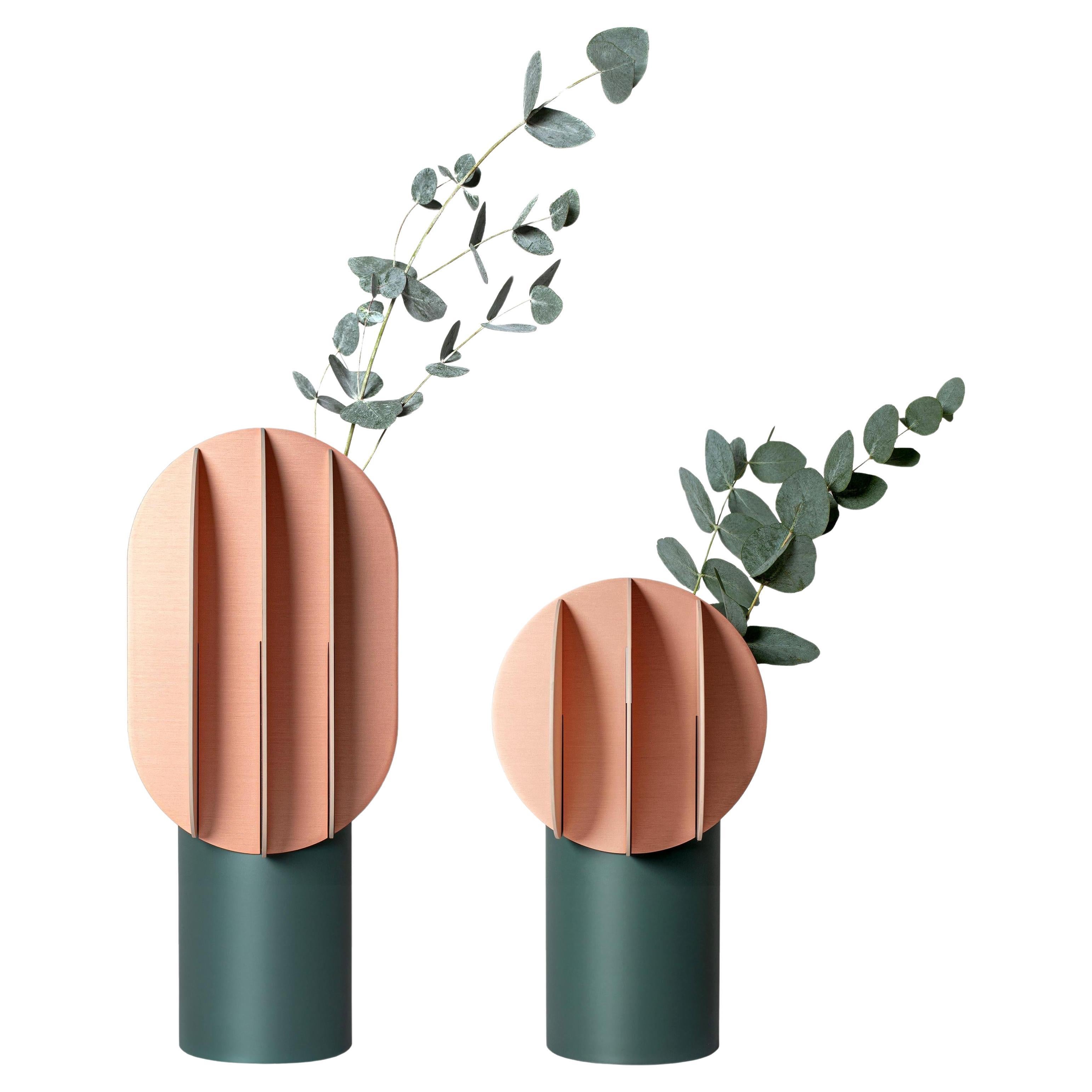 Set of 2 Contemporary Vases 'Delaunay & Gabo CS104 by Noom, Copper and Steel For Sale
